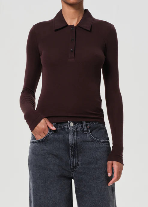 LEO BOUTIQUE Amos LS Polo | In Root AGOLDE