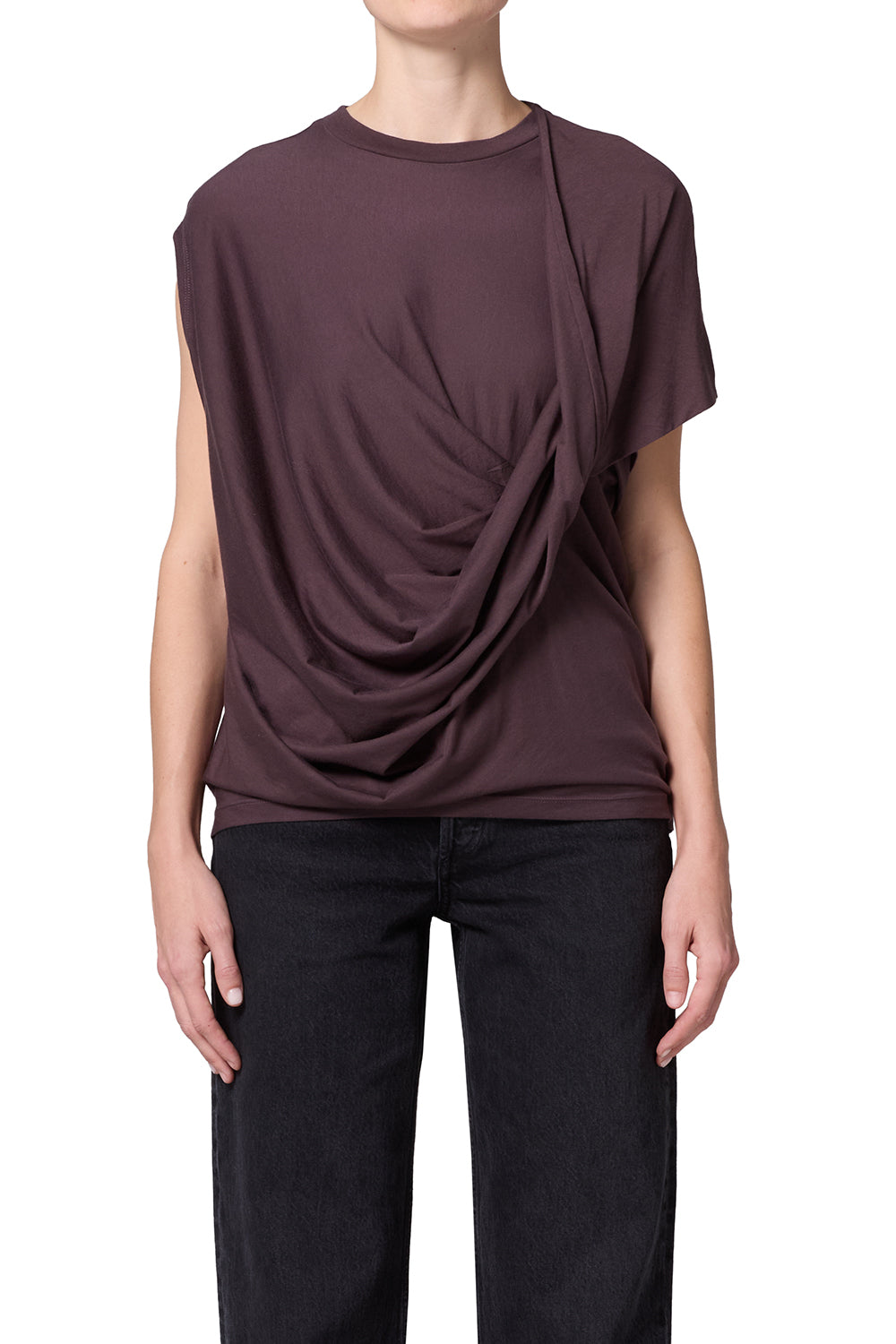 LEO BOUTIQUE Milena Twist Tee | Raisin AGOLDE