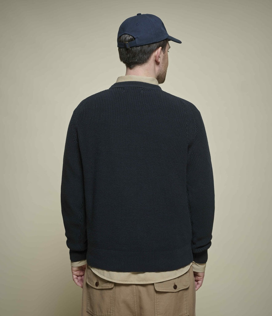 MERZ B. SCHWANEN CC03 Sturdy Ribbed Cotton Sweater | 51 Dark Navy LEO BOUTIQUE