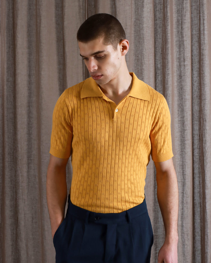 FAR AFIELD Jacobs S/S Polo Lace | Honey Gold