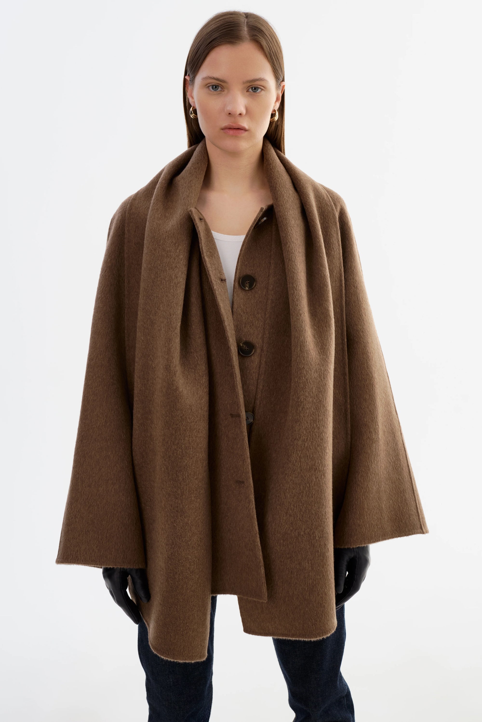 LEO BOUTIQUE Anca Scarf Coat | Heather Brown LAMARQUE