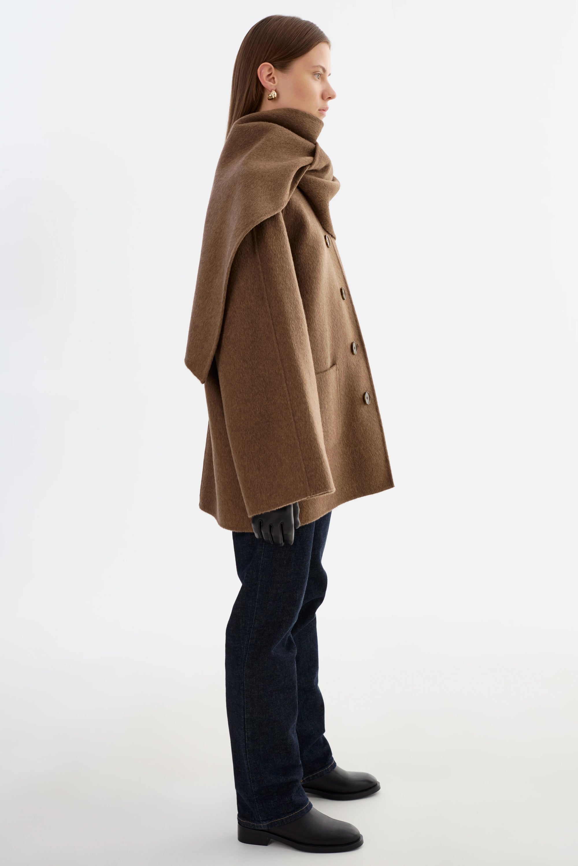 LEO BOUTIQUE Anca Scarf Coat | Heather Brown LAMARQUE