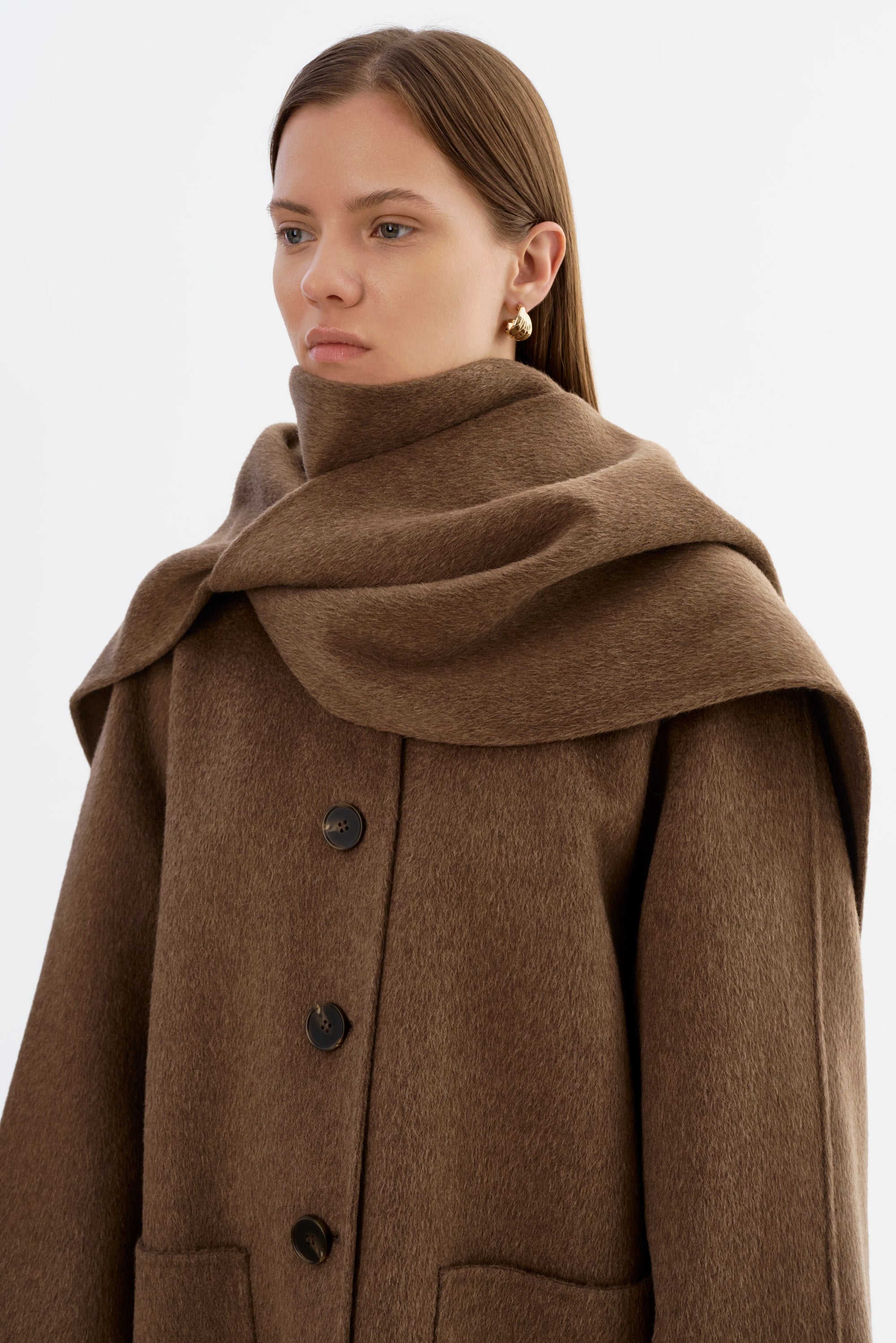 LEO BOUTIQUE Anca Scarf Coat | Heather Brown LAMARQUE