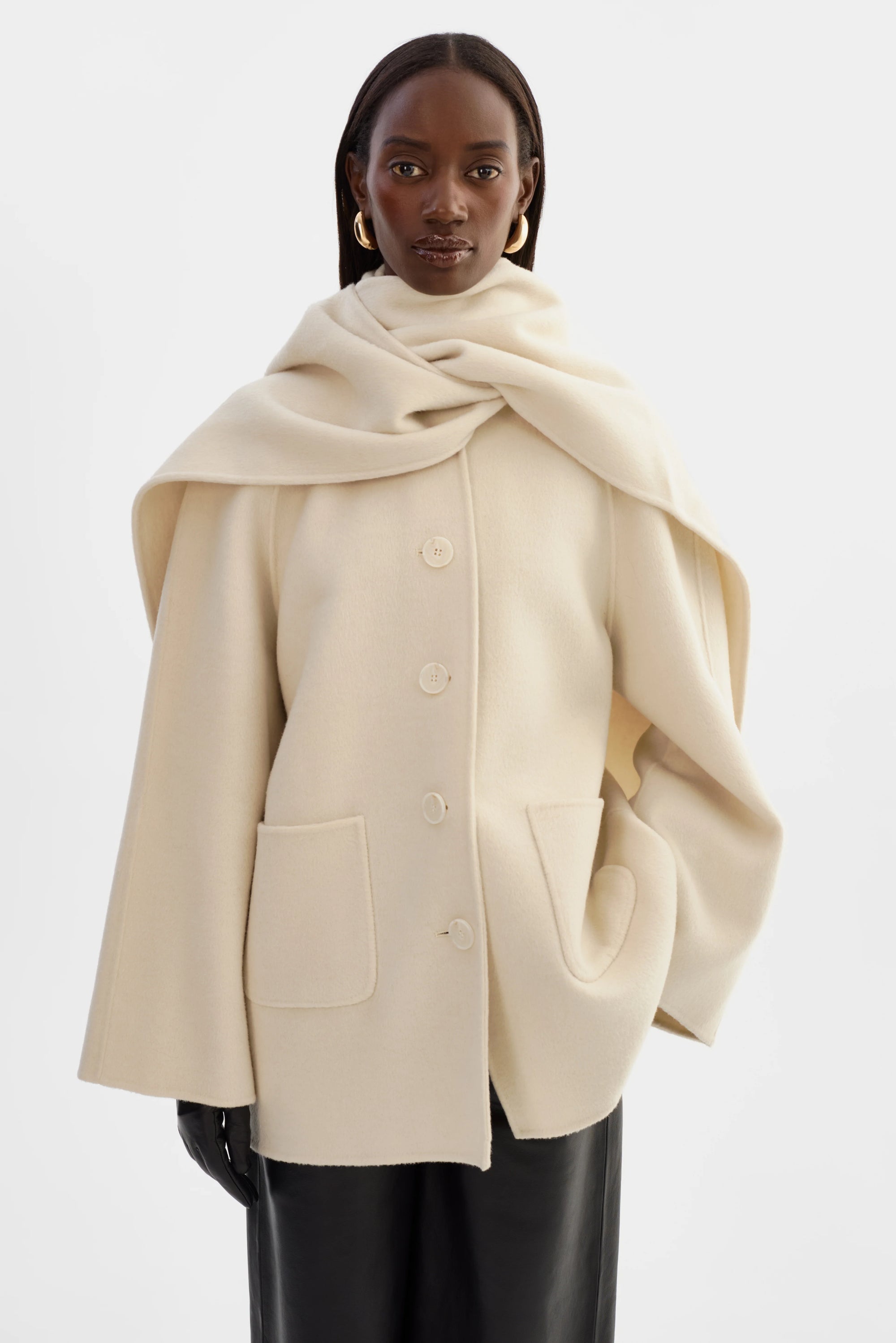 LEO BOUTIQUE Anca Scarf Coat | Winter White LAMARQUE