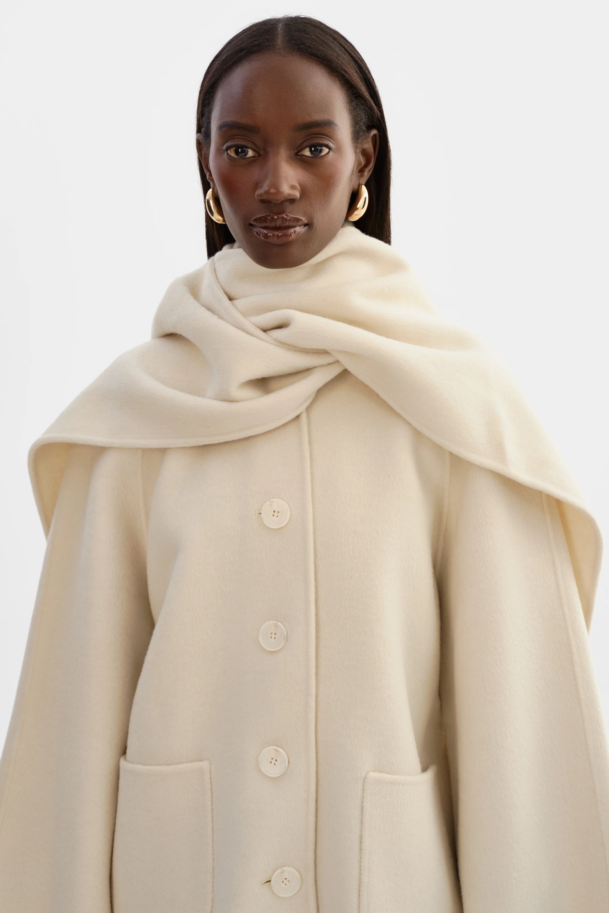 LEO BOUTIQUE Anca Scarf Coat | Winter White LAMARQUE
