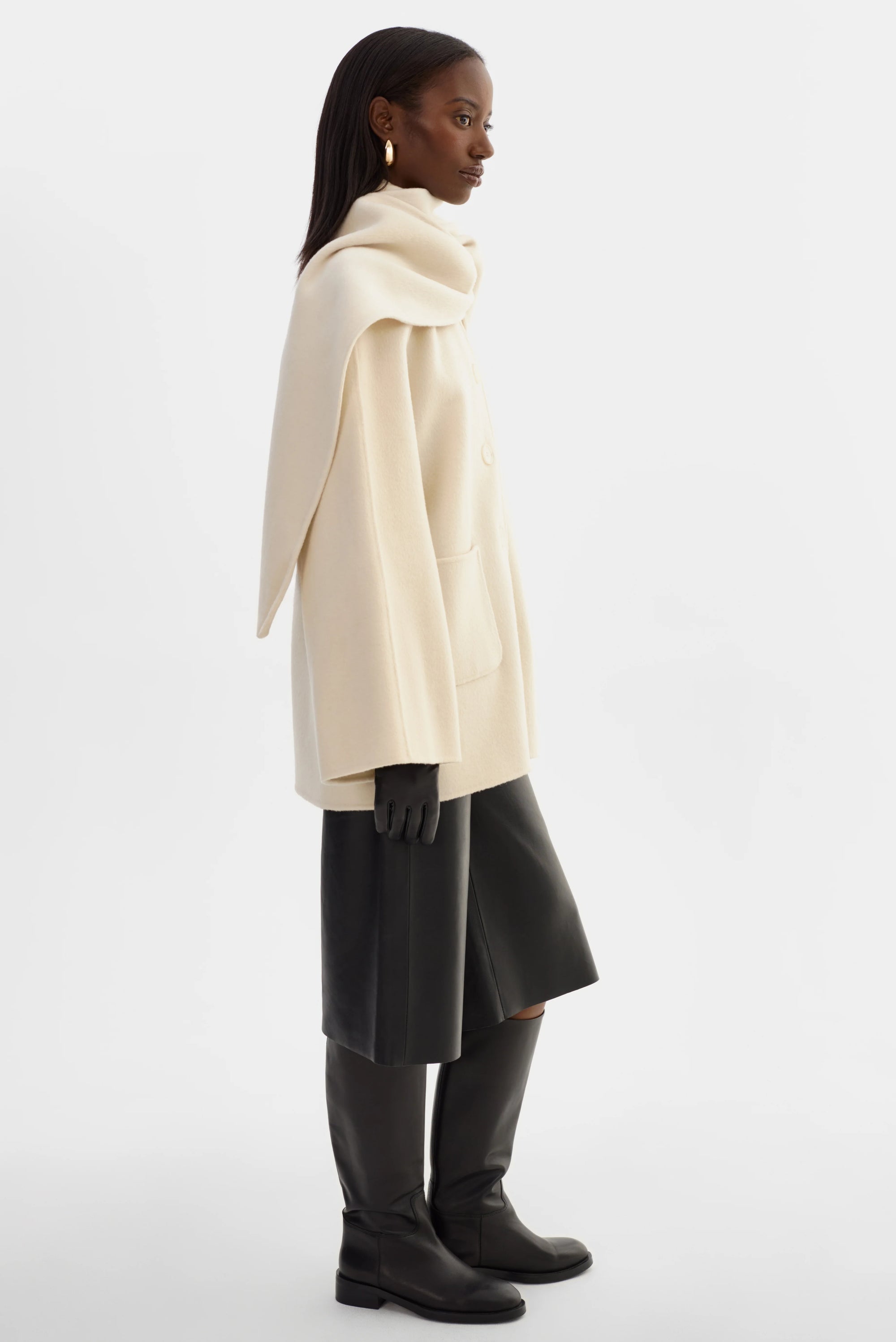 LEO BOUTIQUE Anca Scarf Coat | Winter White LAMARQUE