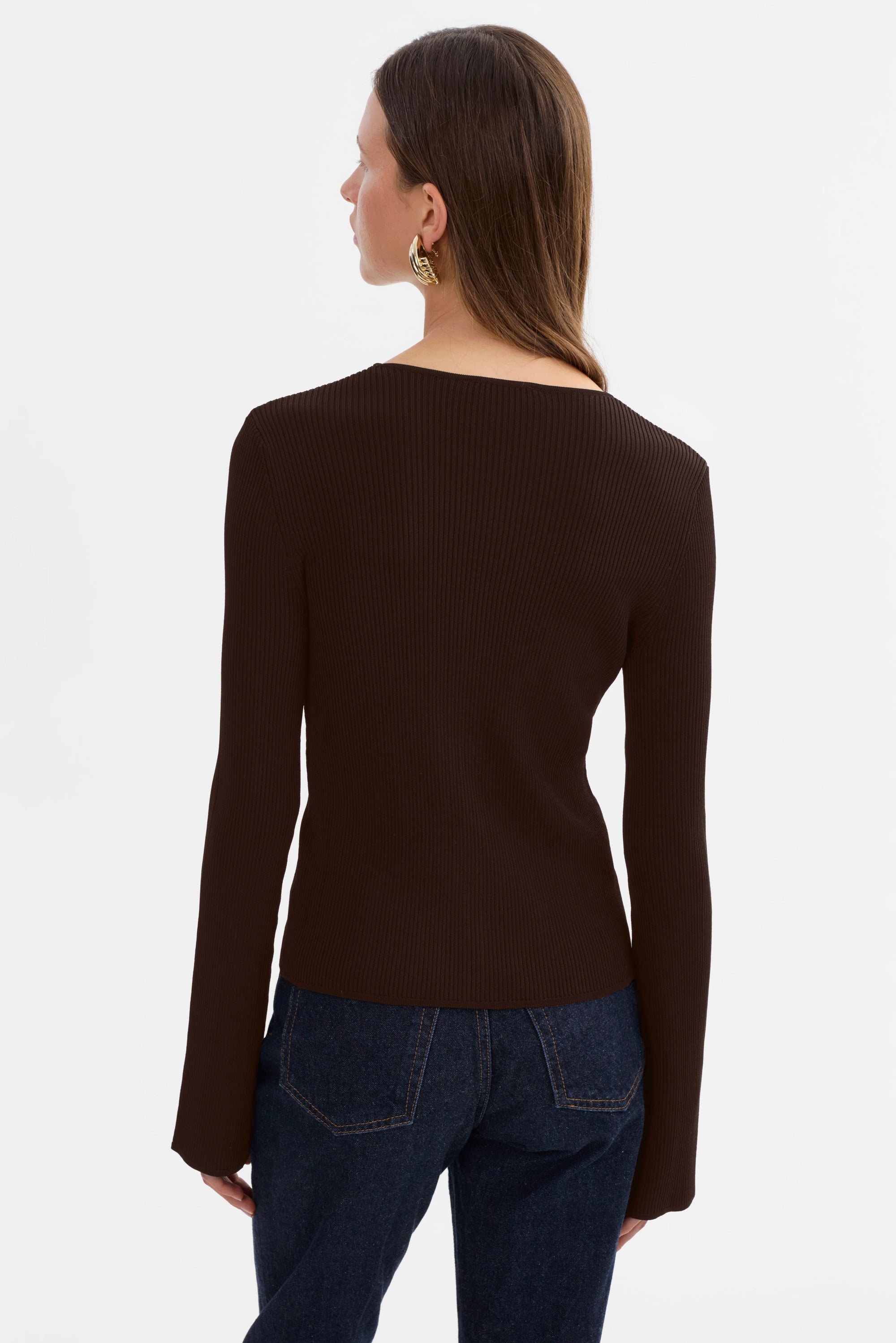 LEO BOUTIQUE | Aracelli V-Neck Top | Dark Brown LAMARQUE