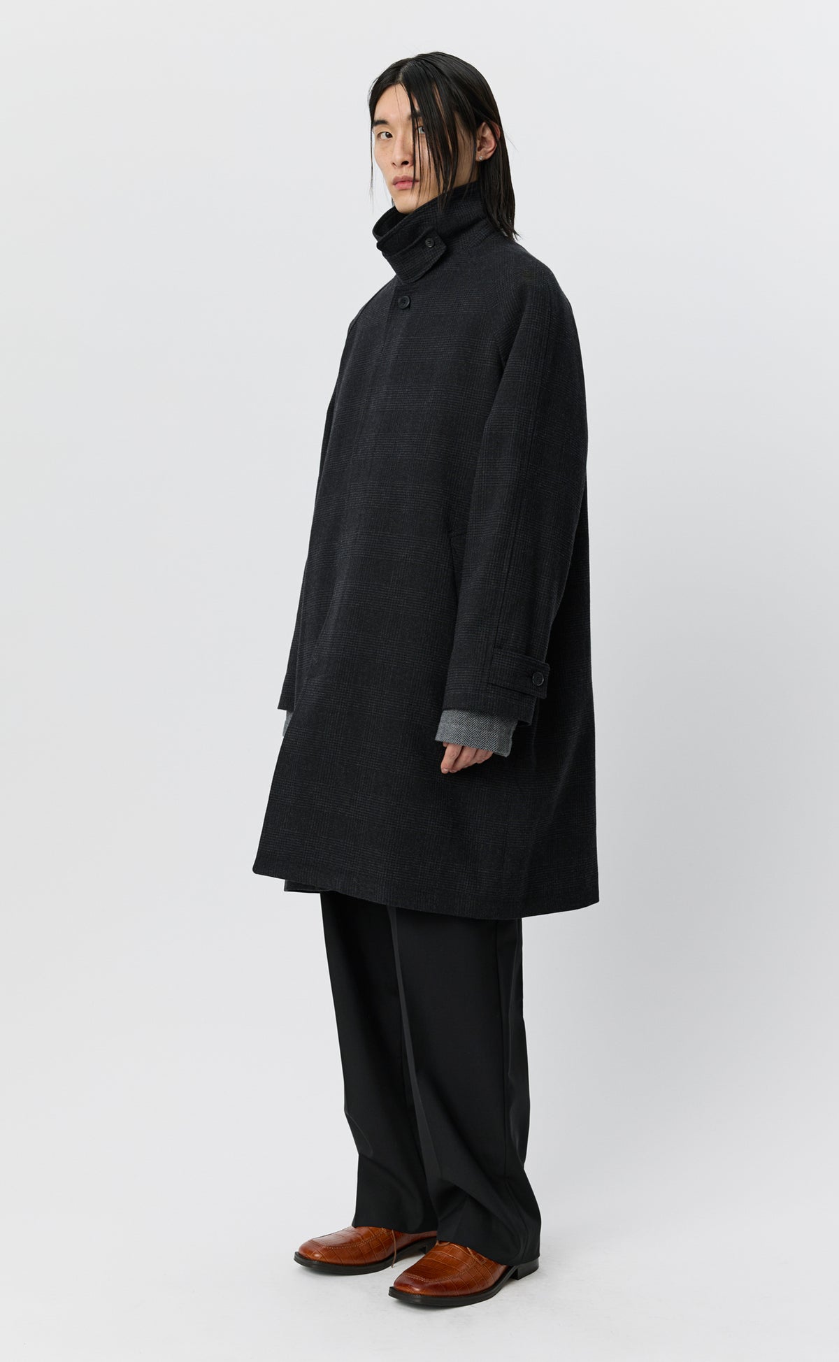 MFPEN Accession Coat | Anthracite Glen Check LEO BOUTIQUE