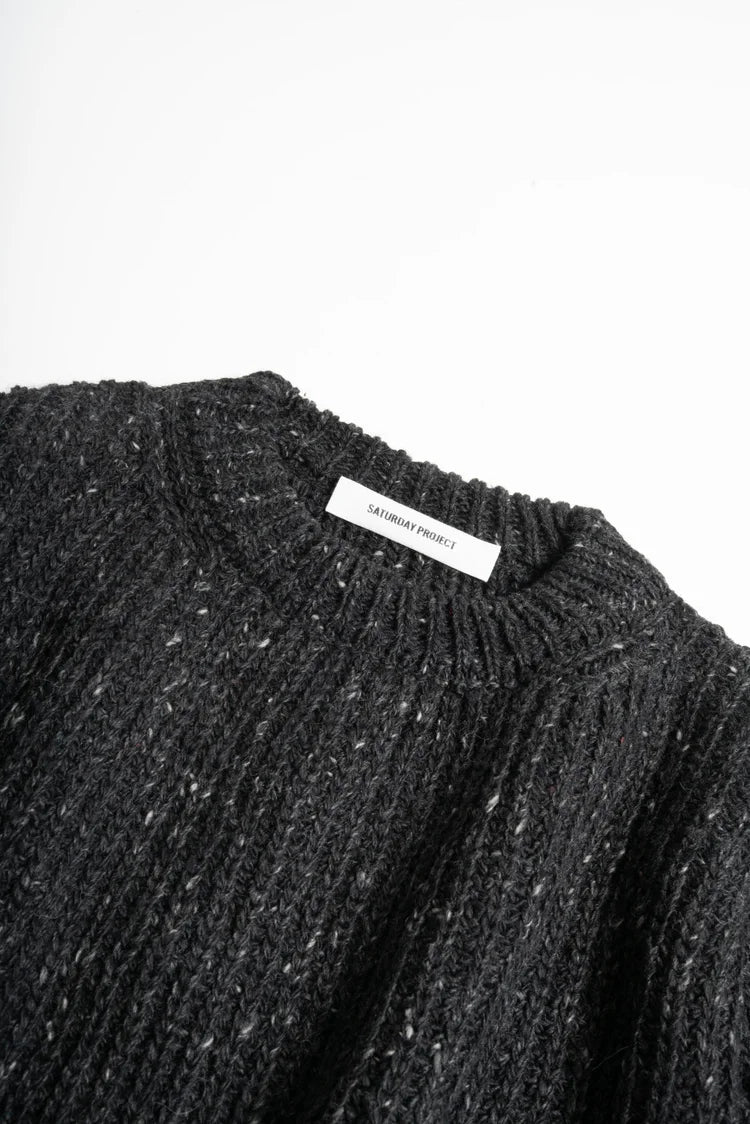 SATURDAY PROJECT Alpaca Fisherman Knit | Black Melange LEO BOUTIQUE