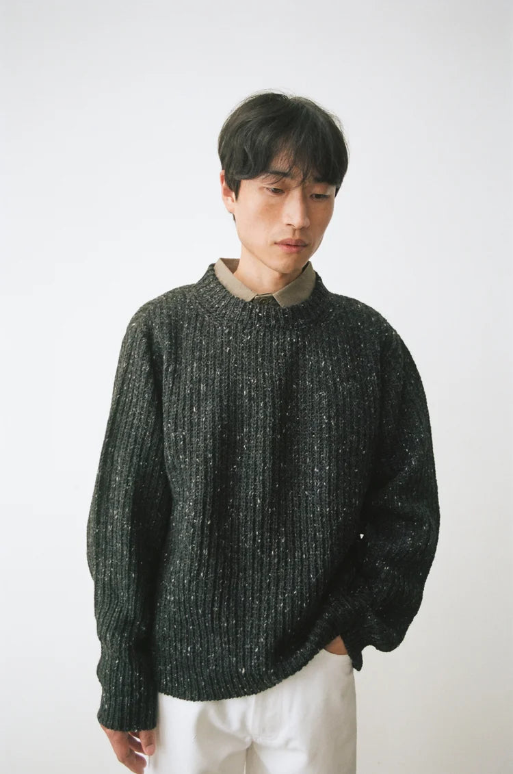 SATURDAY PROJECT Alpaca Fisherman Knit | Black Melange LEO BOUTIQUE