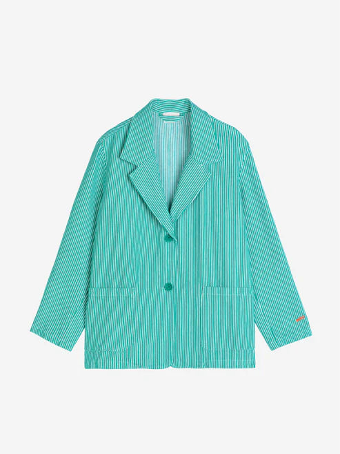 BOBO CHOSES Striped Twill Blazer | Green Stripe LEO BOUTIQUE