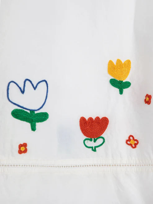 BOBO CHOSES Garden Embroidery Poplin Skirt | White LEO BOUTIQUE