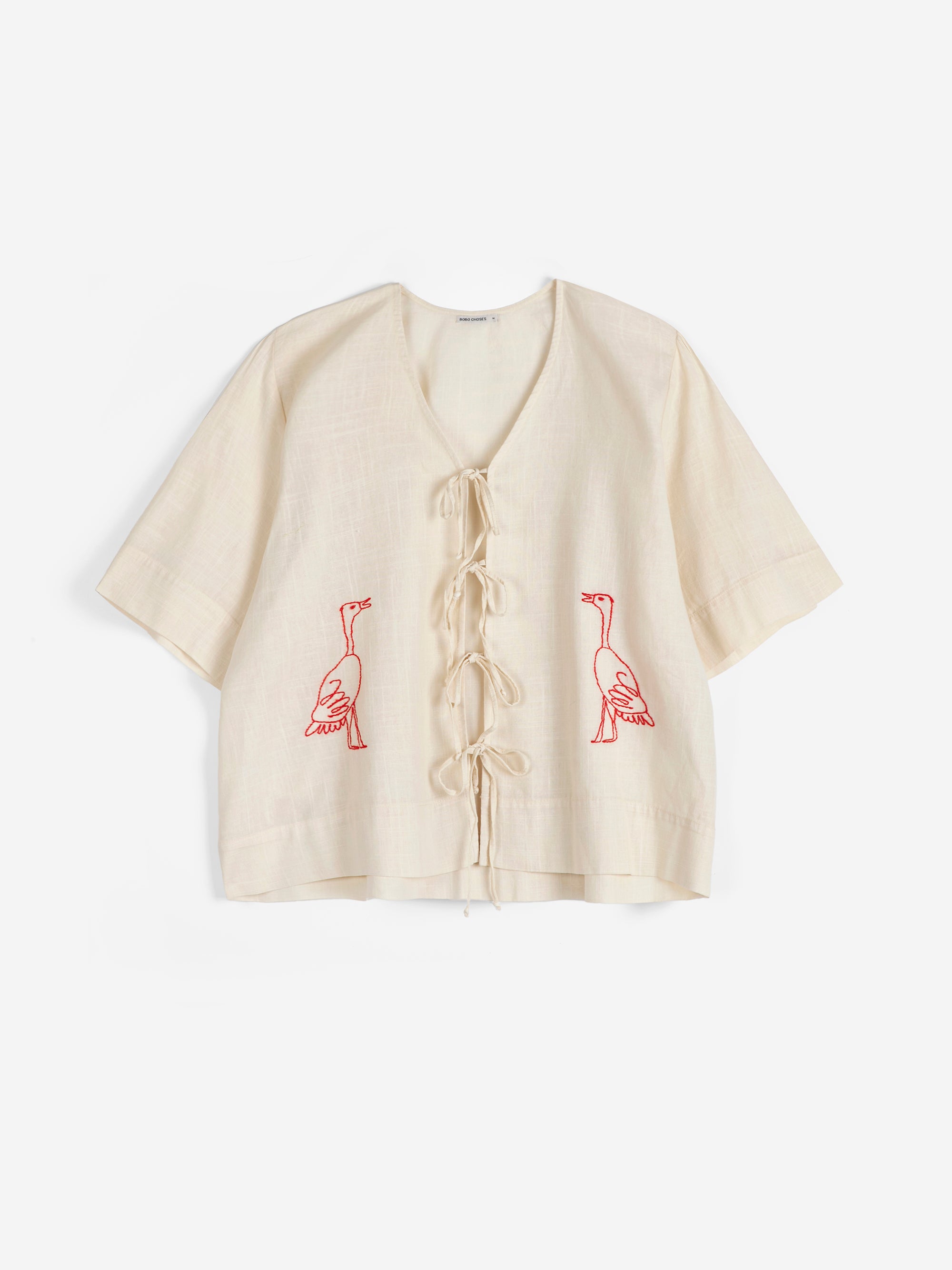 LEO BOUTIQUE Embroidery Tied Blouse | Ecru BOBO CHOSES