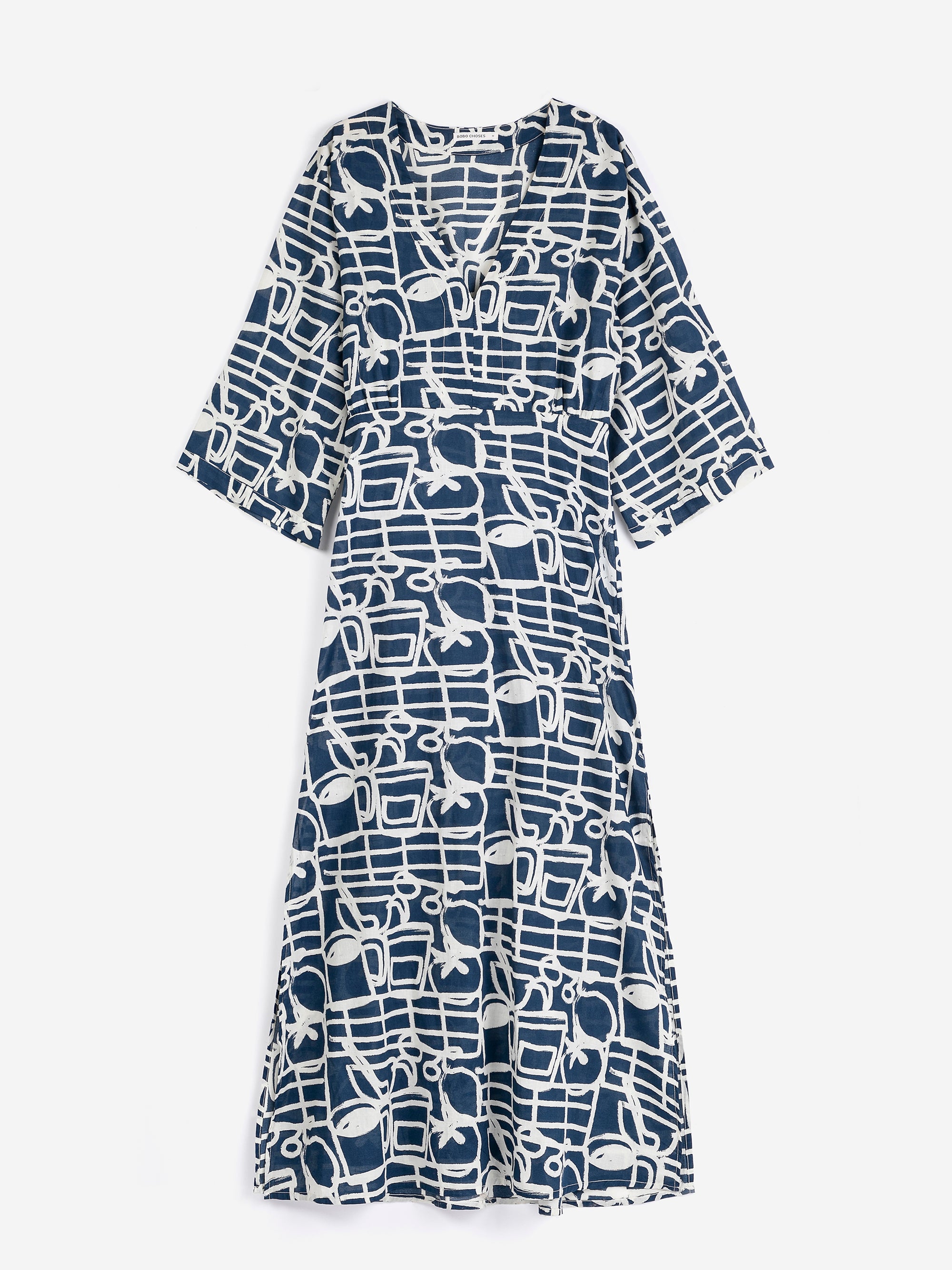 LEO BOUTIQUE Cookery Festival Pattern V-Neck Dress | Navy BOBO CHOSES