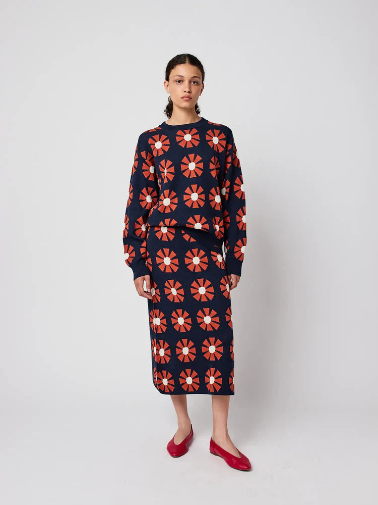 LEO BOUTIQUE Flower Jacquard Relaxed Knit Jumper BOBO CHOSES