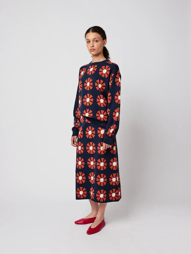 LEO BOUTIQUE Flower Jacquard Relaxed Knit Jumper BOBO CHOSES