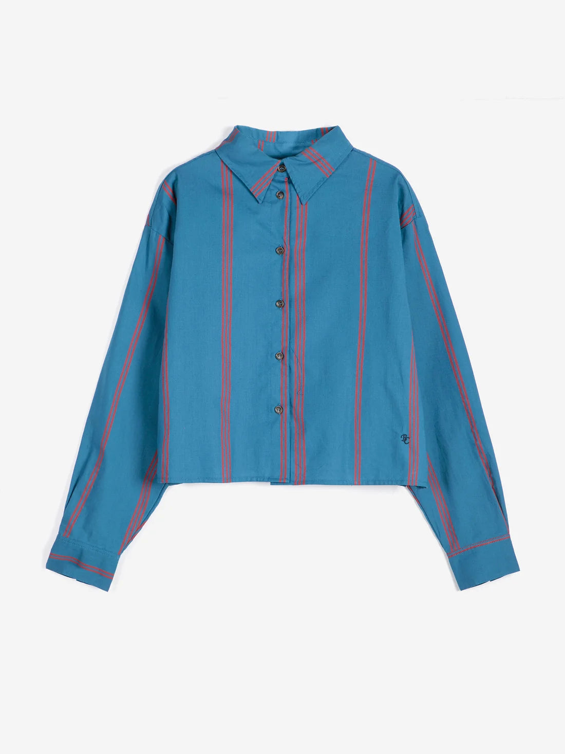 Triple Striped All Over Poplin Shirt | Prussian Blue