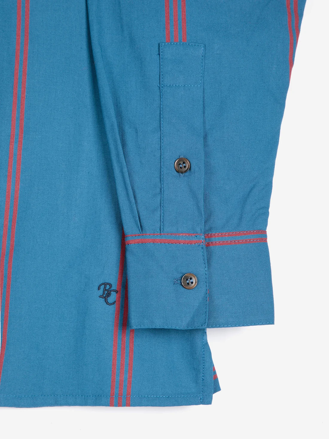 Triple Striped All Over Poplin Shirt | Prussian Blue