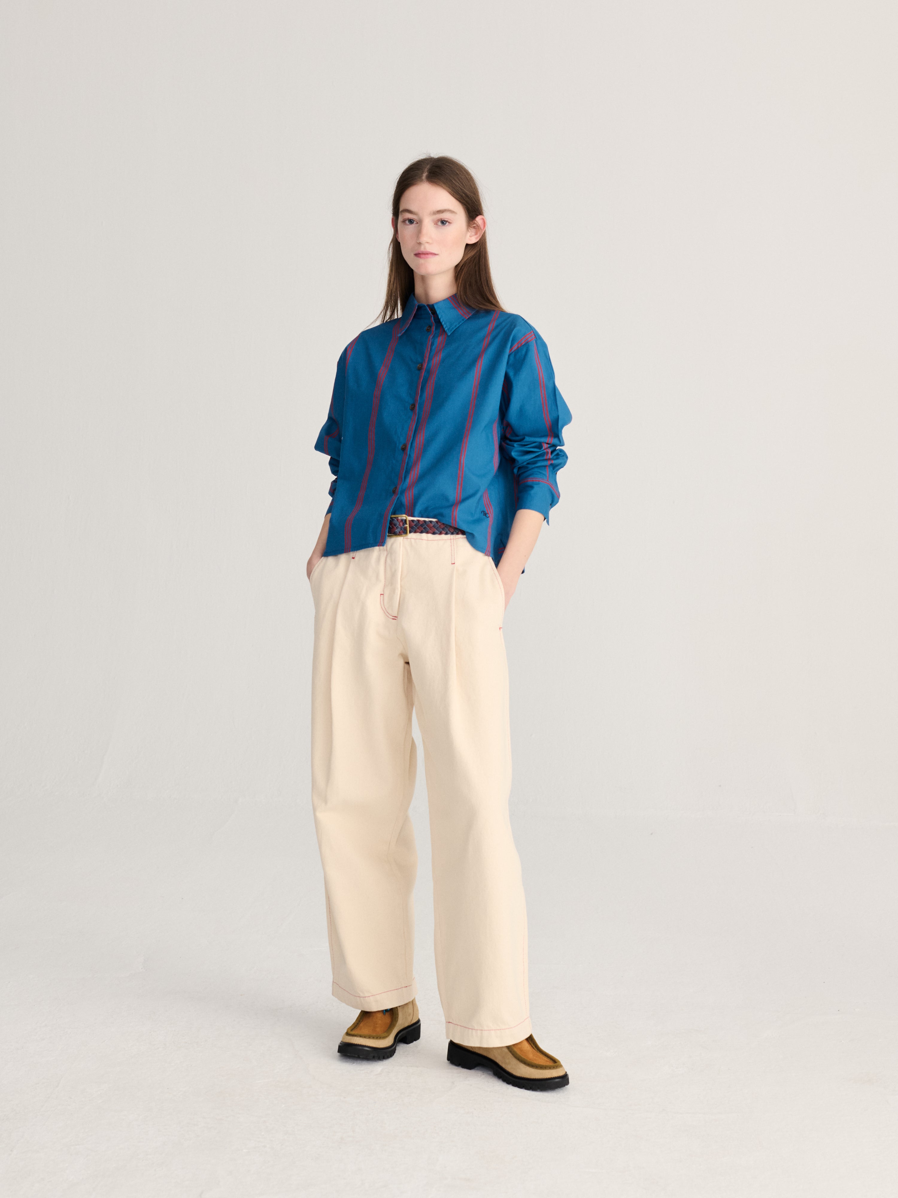 LEO BOUTIQUE Triple Striped All Over Poplin Shirt | Prussian Blue BOBO CHOSES