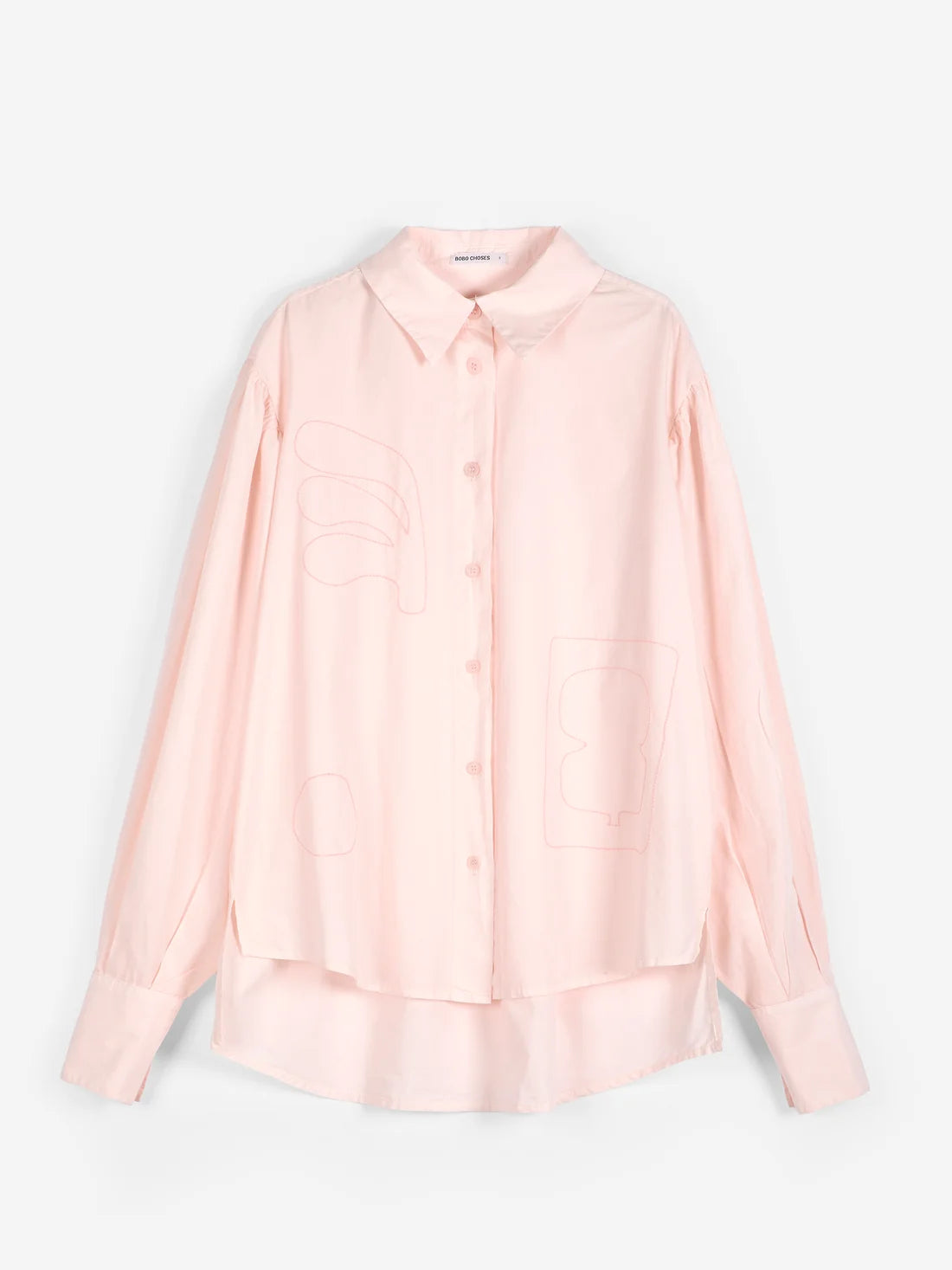 Plant Seal Embroidery Poplin Shirt | Light Pink