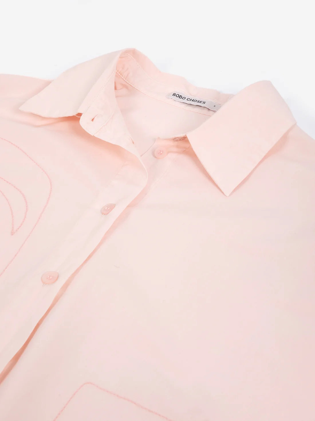 Plant Seal Embroidery Poplin Shirt | Light Pink