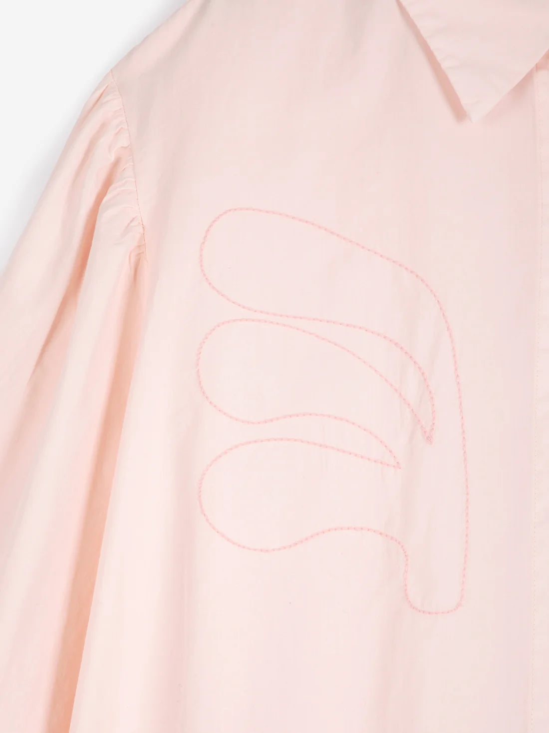 Plant Seal Embroidery Poplin Shirt | Light Pink