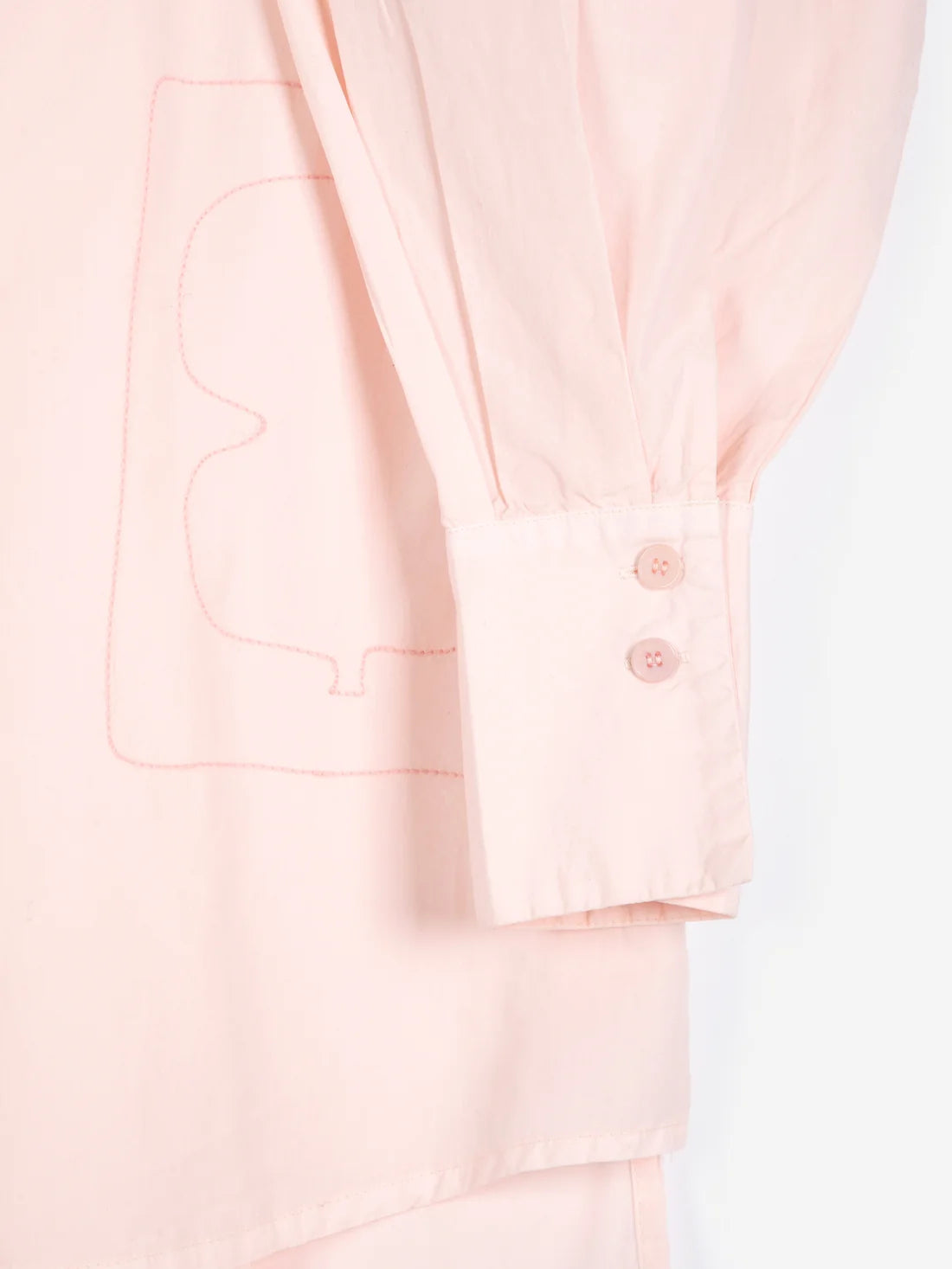 Plant Seal Embroidery Poplin Shirt | Light Pink