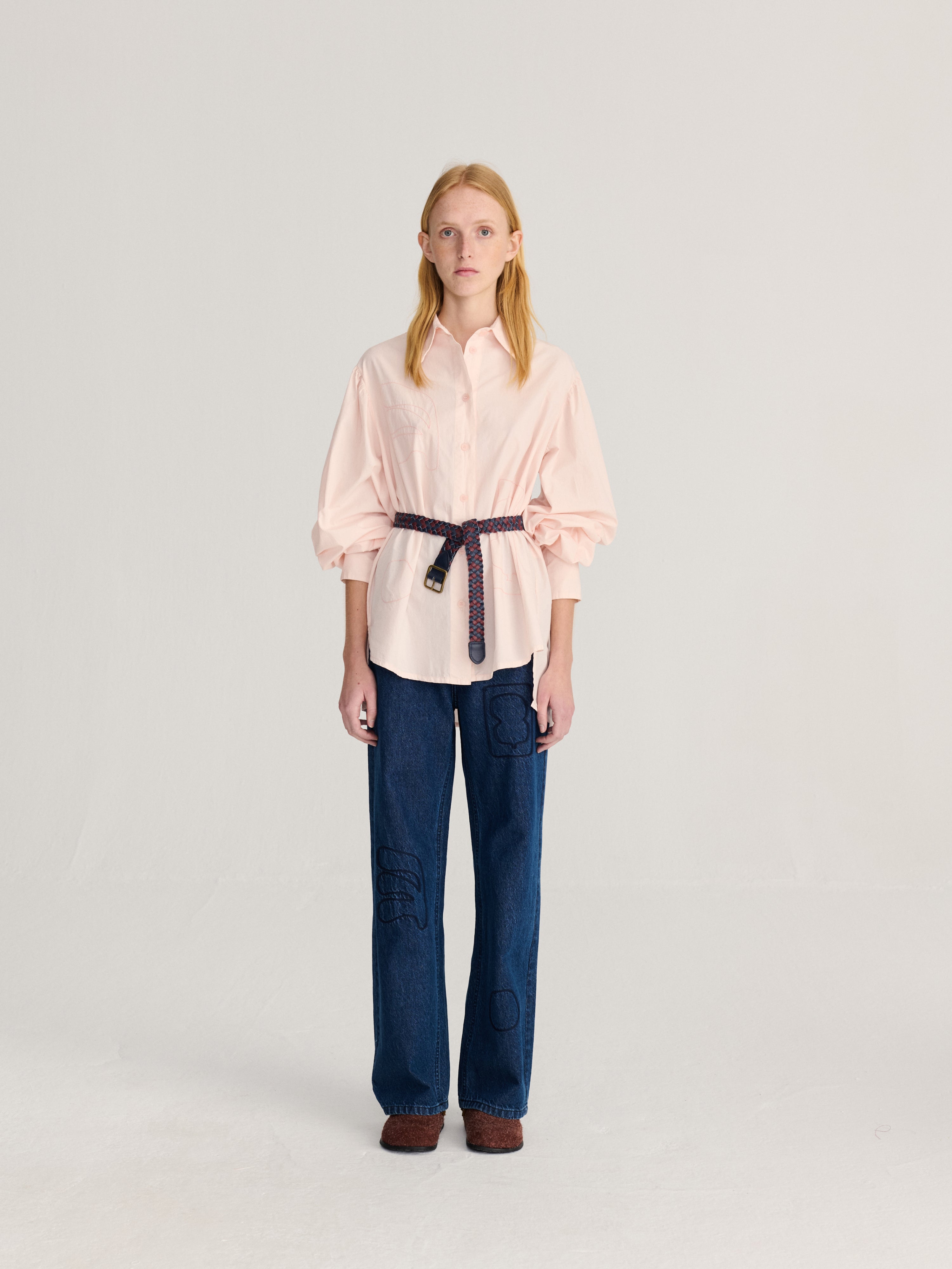 LEO BOUTIQUE Plant Seal Embroidery Poplin Shirt | Light Pink BOBO CHOSES
