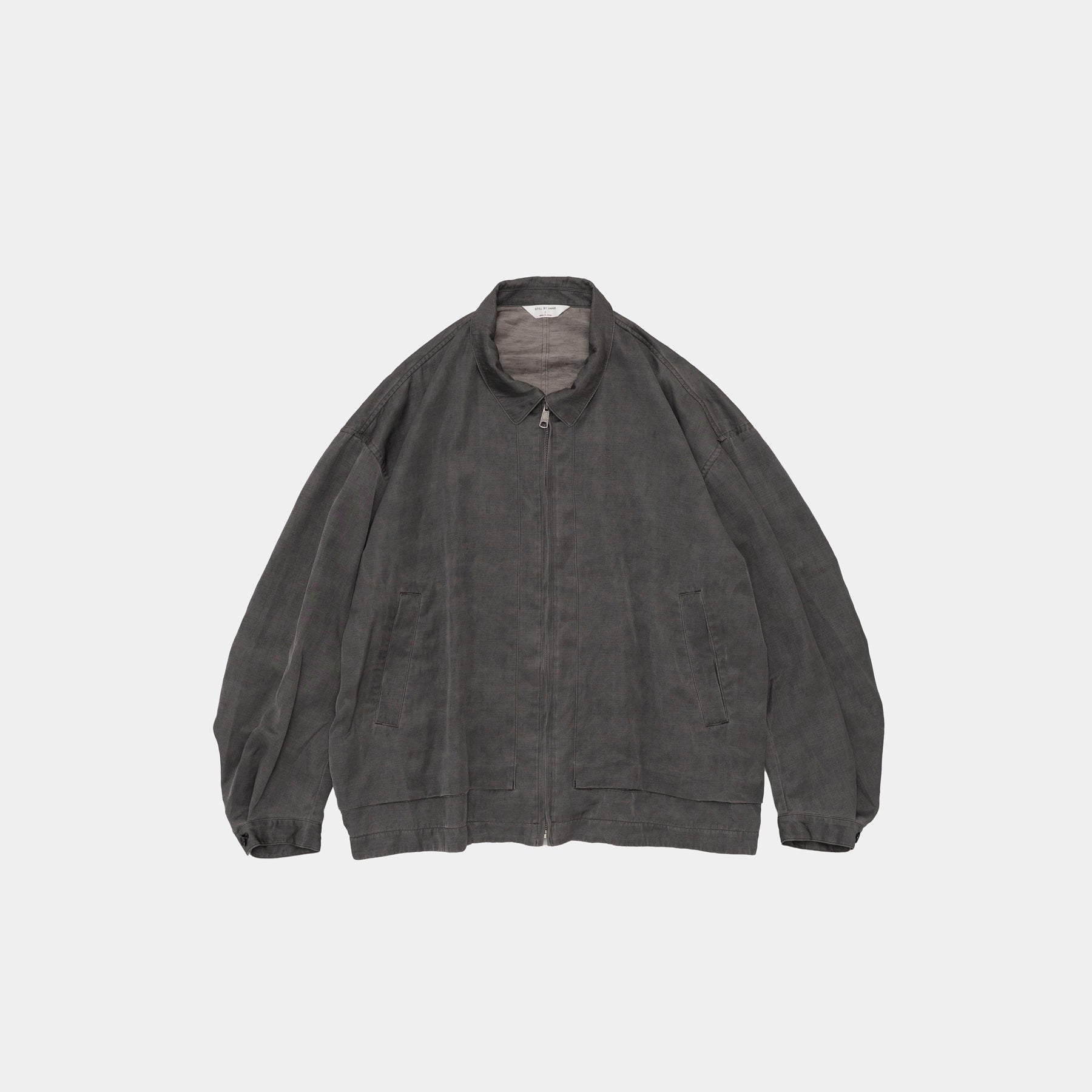 STILL BY HAND Pigment Print Zip Up Blouson | Dusty Grey LEO BOUTIQUE