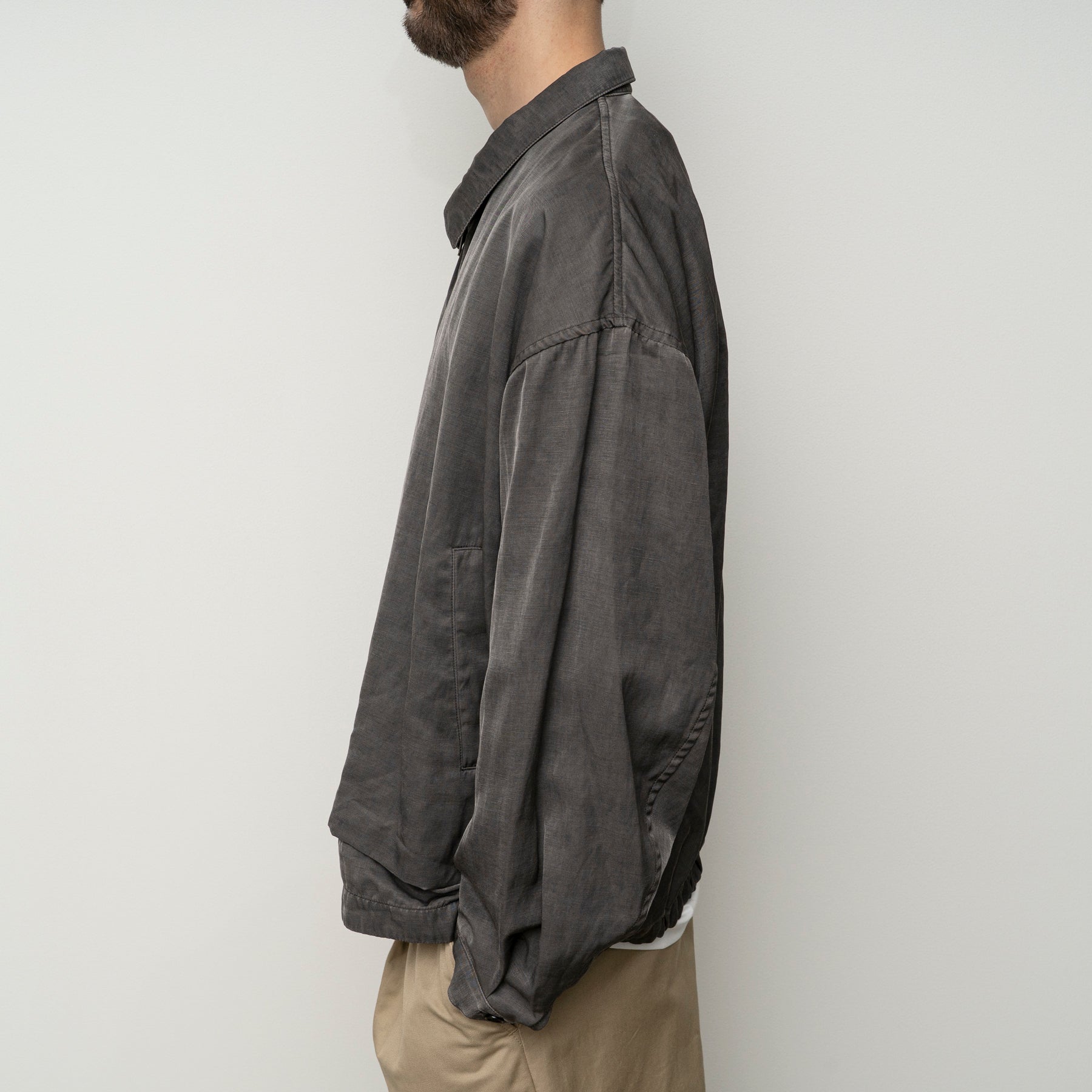 STILL BY HAND Pigment Print Zip Up Blouson | Dusty Grey LEO BOUTIQUE