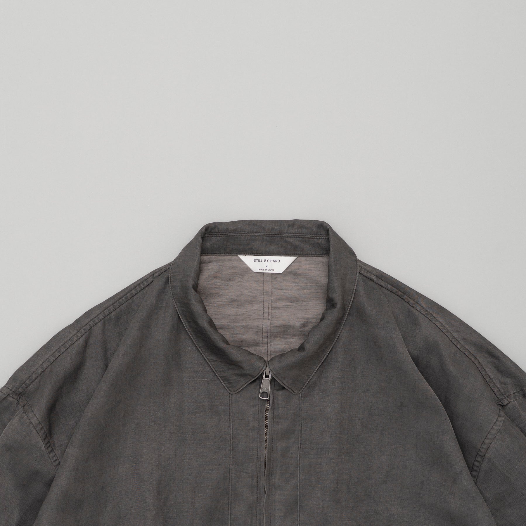 STILL BY HAND Pigment Print Zip Up Blouson | Dusty Grey LEO BOUTIQUE