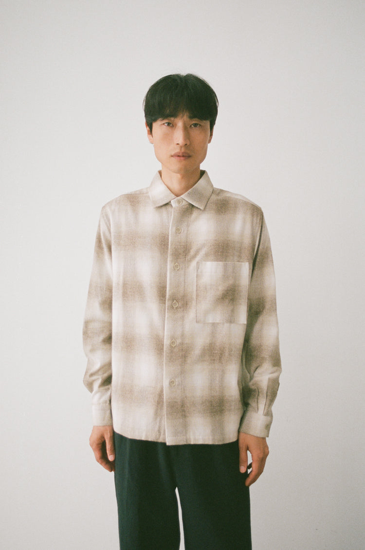 SATURDAY PROJECT Cafe Shirt | Natural Melange Check LEO BOUTIQUE 