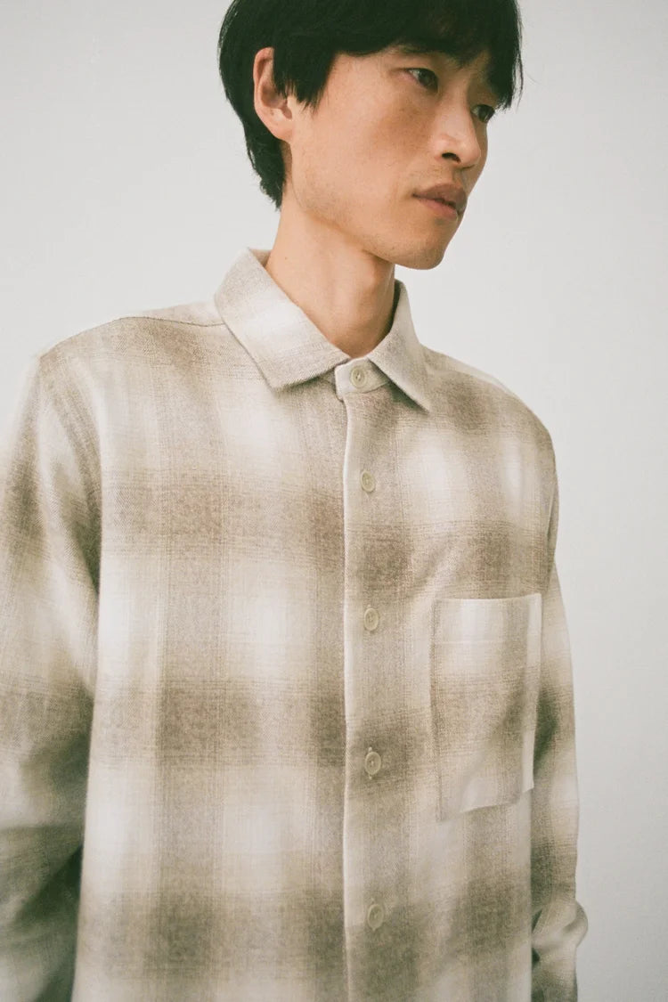 SATURDAY PROJECT Cafe Shirt | Natural Melange Check LEO BOUTIQUE 