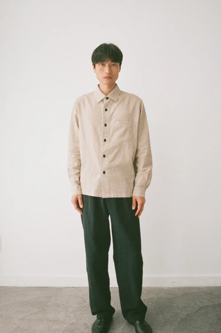 SATURDAY PROJECT Cafe Shirt | Natural Pin Check LEO BOUTIQUE 