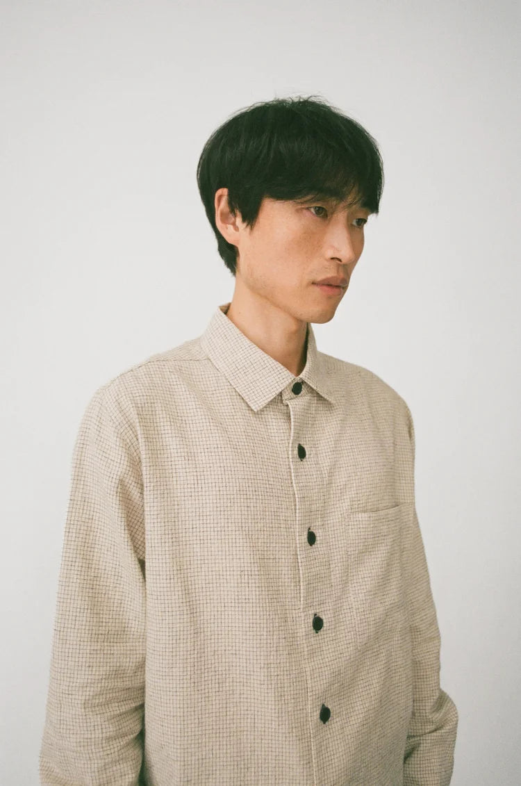 SATURDAY PROJECT Cafe Shirt | Natural Pin Check LEO BOUTIQUE 