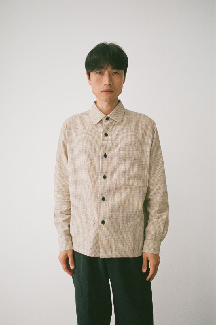 SATURDAY PROJECT Cafe Shirt | Natural Pin Check LEO BOUTIQUE 