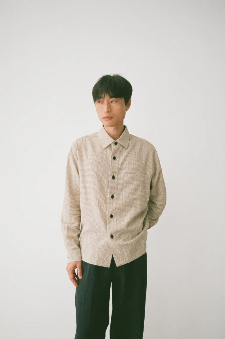 SATURDAY PROJECT Cafe Shirt | Natural Pin Check LEO BOUTIQUE 