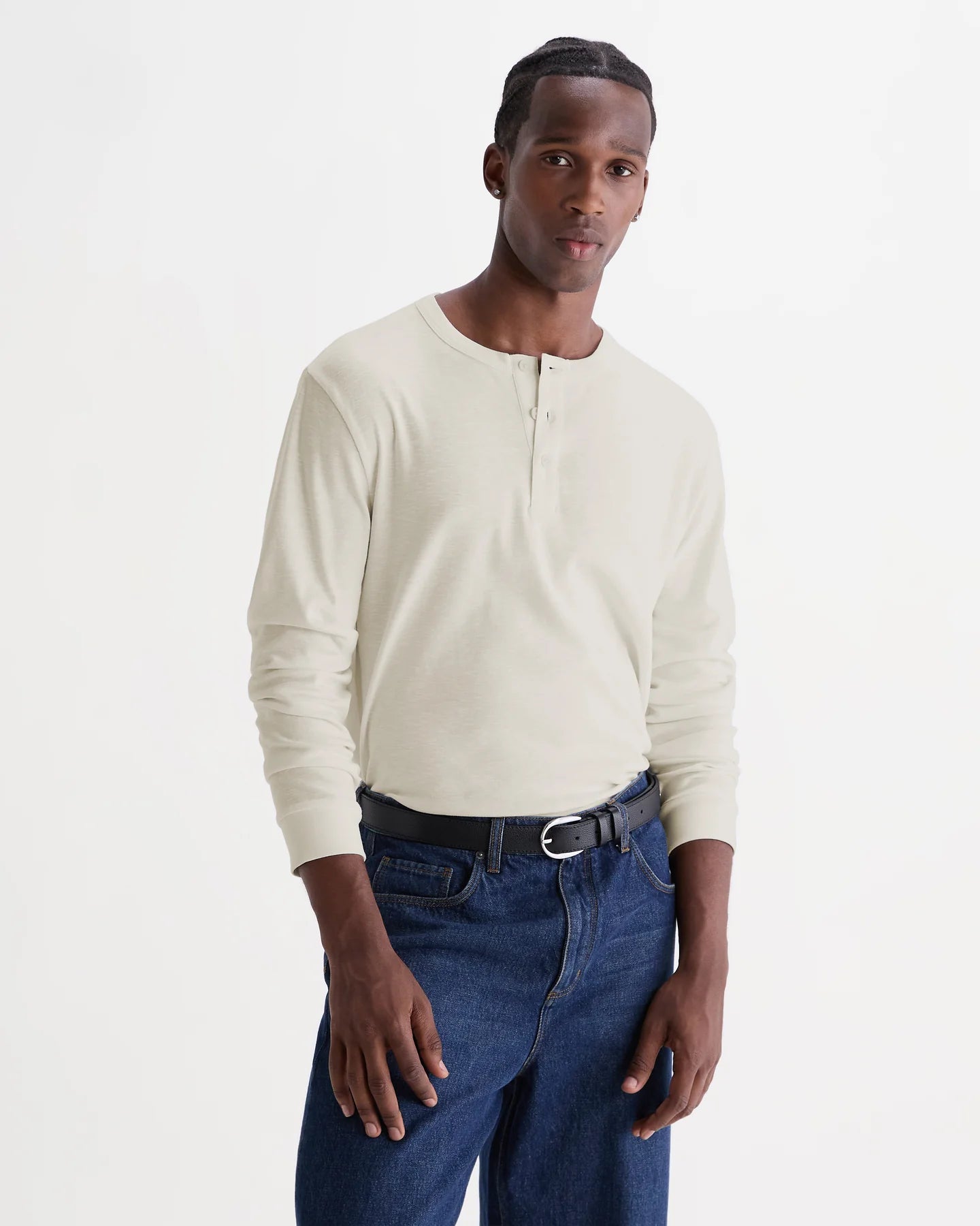 WAX LONDON Caleb Henley L/S Tee | Ecru LEO BOUTIQUE
