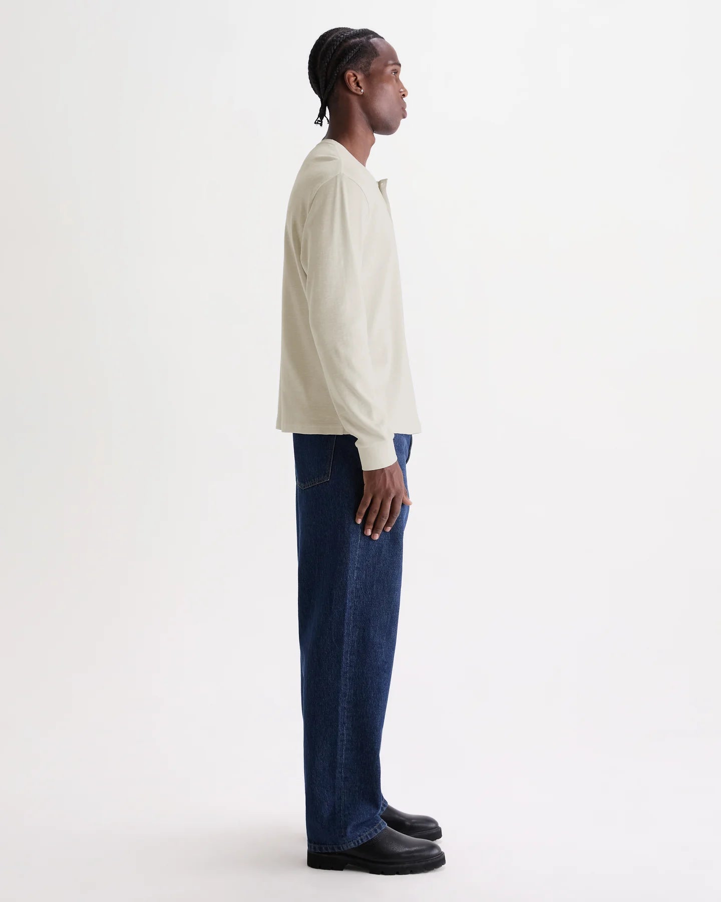 WAX LONDON Caleb Henley L/S Tee | Ecru LEO BOUTIQUE