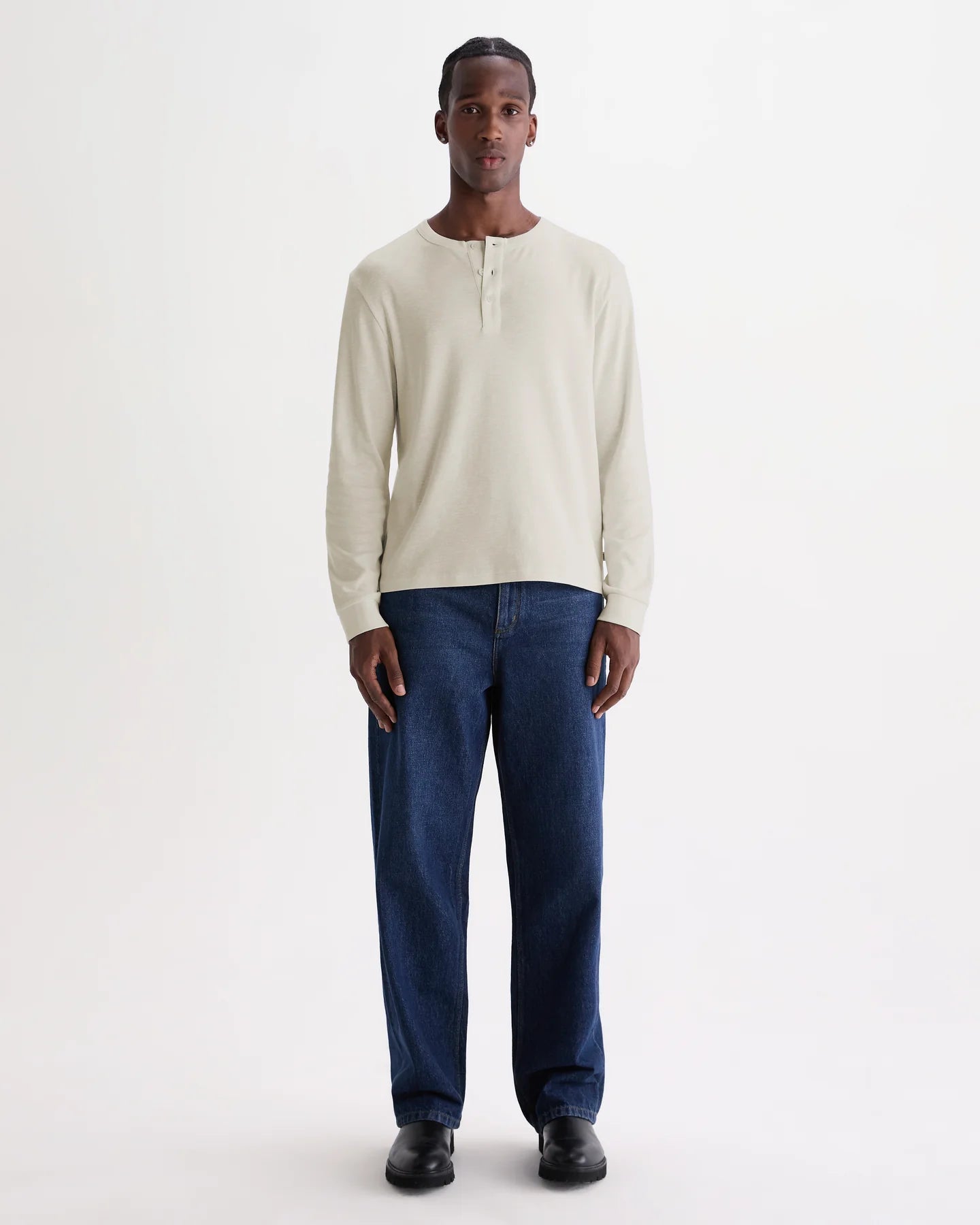 WAX LONDON Caleb Henley L/S Tee | Ecru LEO BOUTIQUE