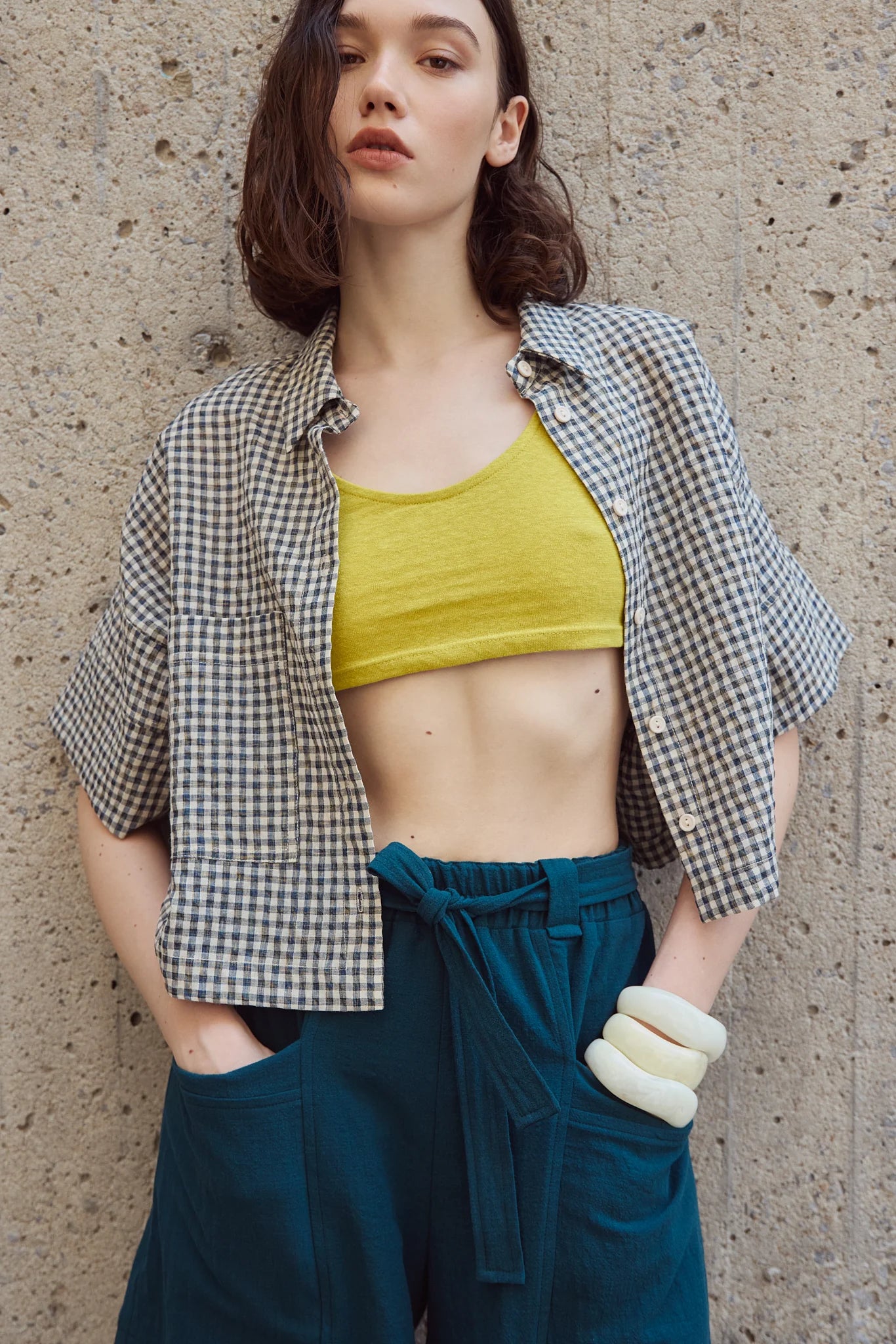 LEO BOUTIQUE Clara Short Shirt | Vert Jaune EVE GRAVEL