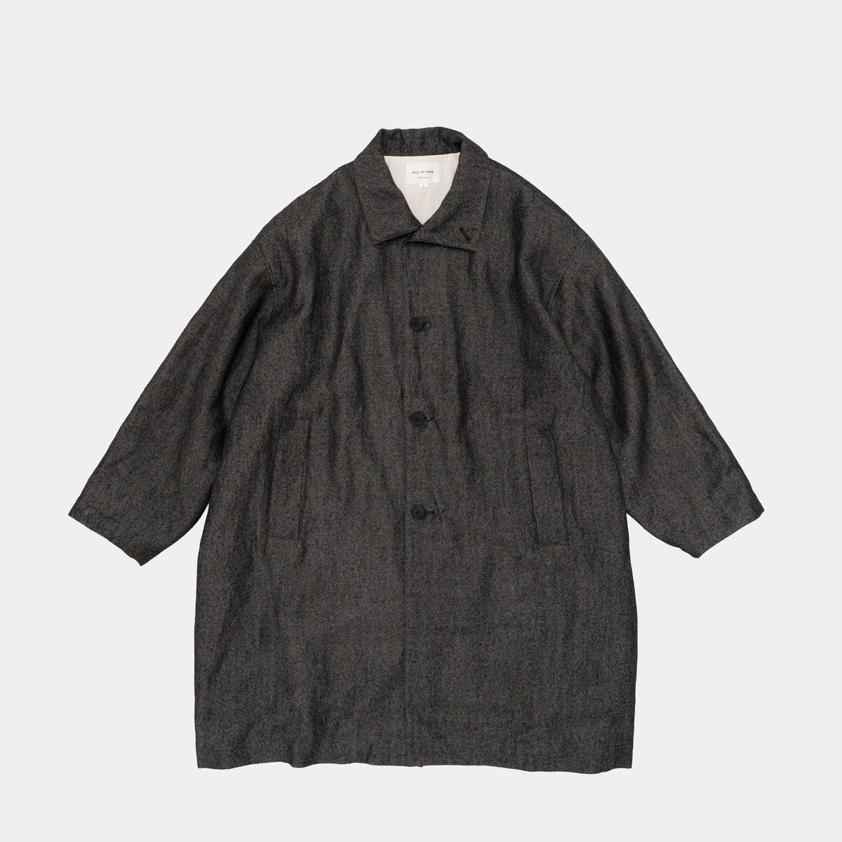 STILL BY HAND Linen Mixed Wool Coat | Melange Grey LEO BOUTIQUE