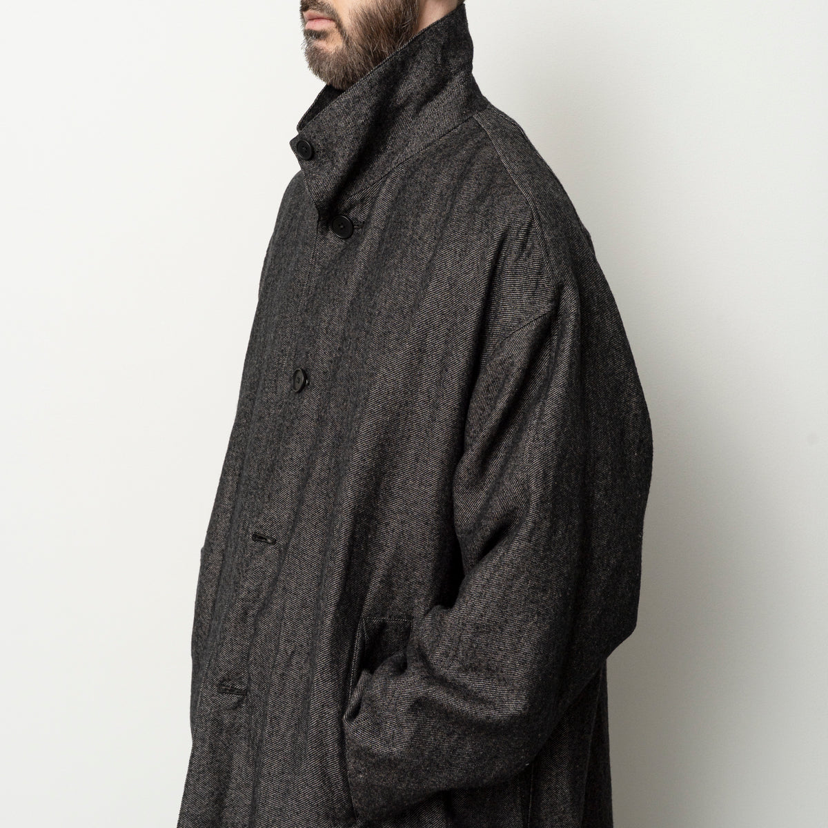 STILL BY HAND Linen Mixed Wool Coat | Melange Grey LEO BOUTIQUE