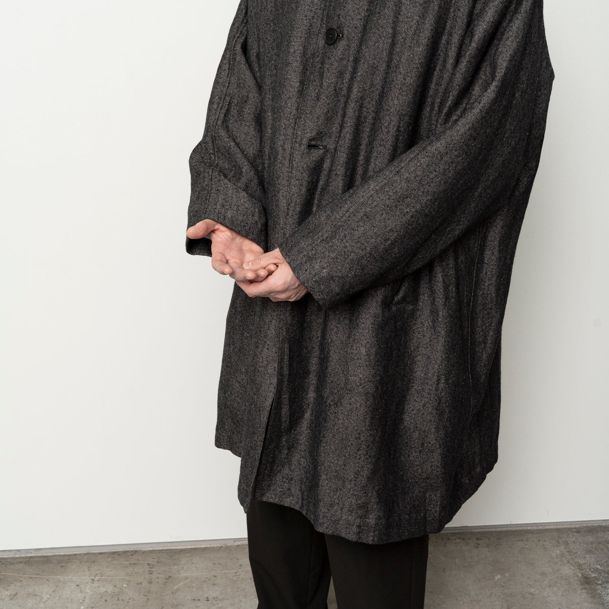 STILL BY HAND Linen Mixed Wool Coat | Melange Grey LEO BOUTIQUE