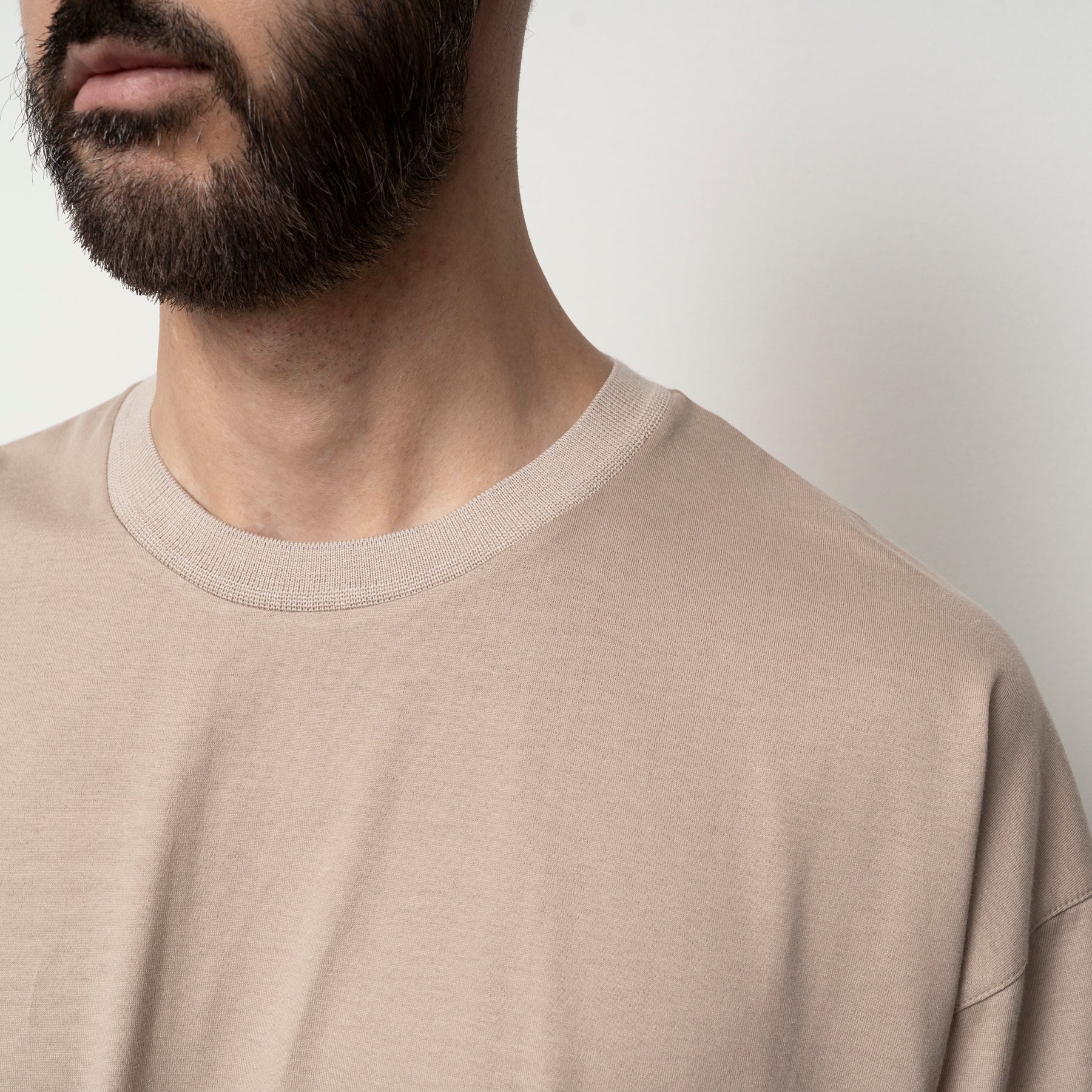 STILL BY HAND Knitted Rib T-shirt | Sand Beige LEO BOUTIQUE
