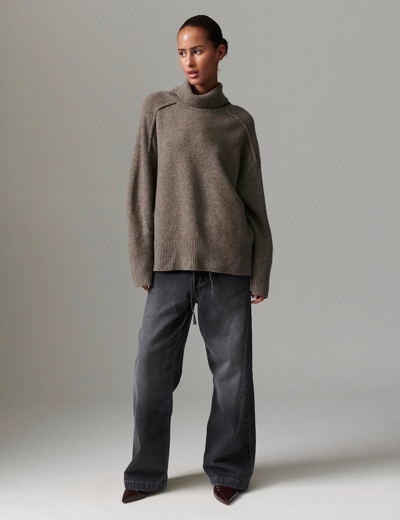 LEO BOUTIQUE Clarke Soft Knit Mock Turtleneck | Chocolate Chip Melange DAY Birger et Mikkelsen