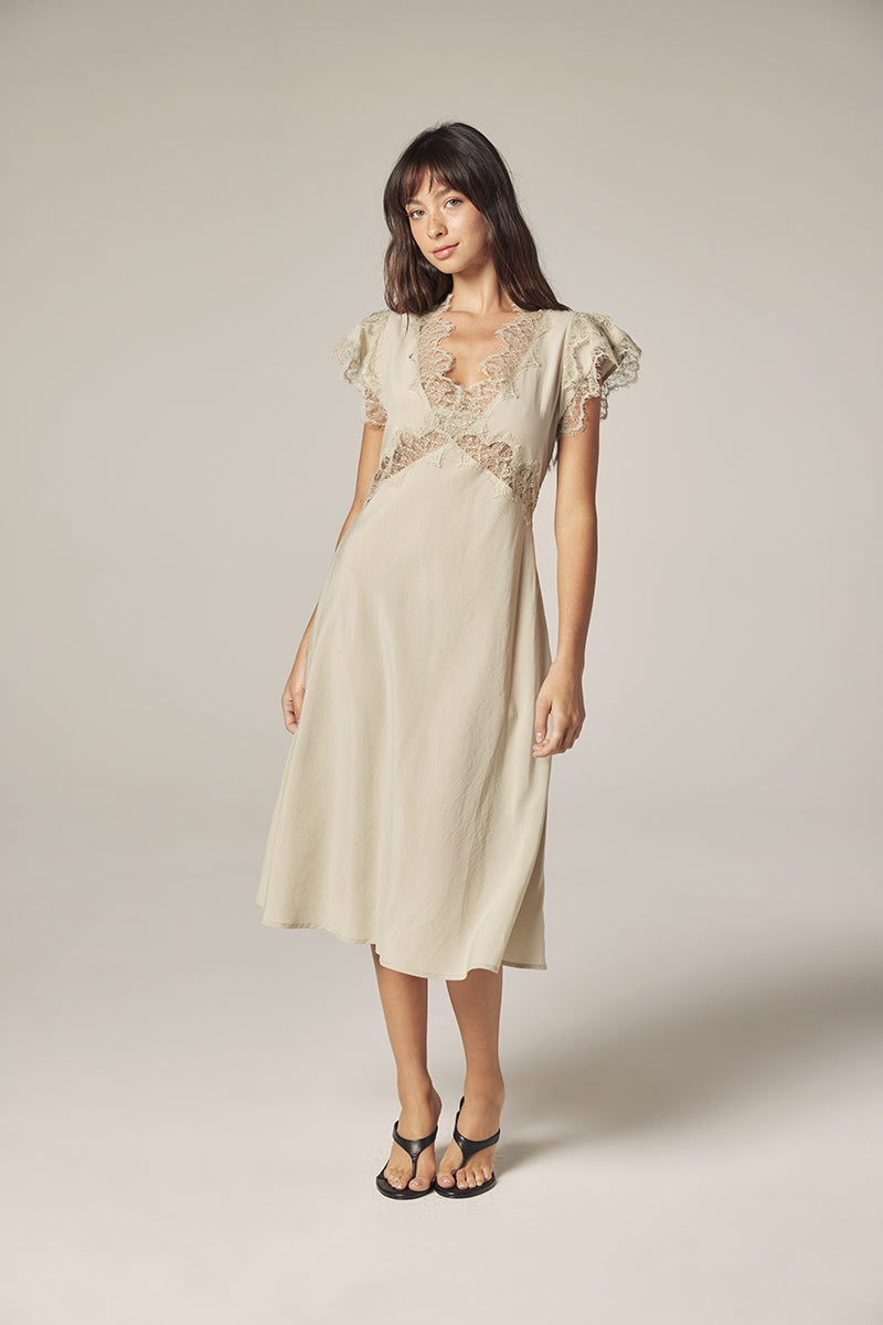 LEO BOUTIQUE Lace Bias Cut Dress | Ash AMENTE