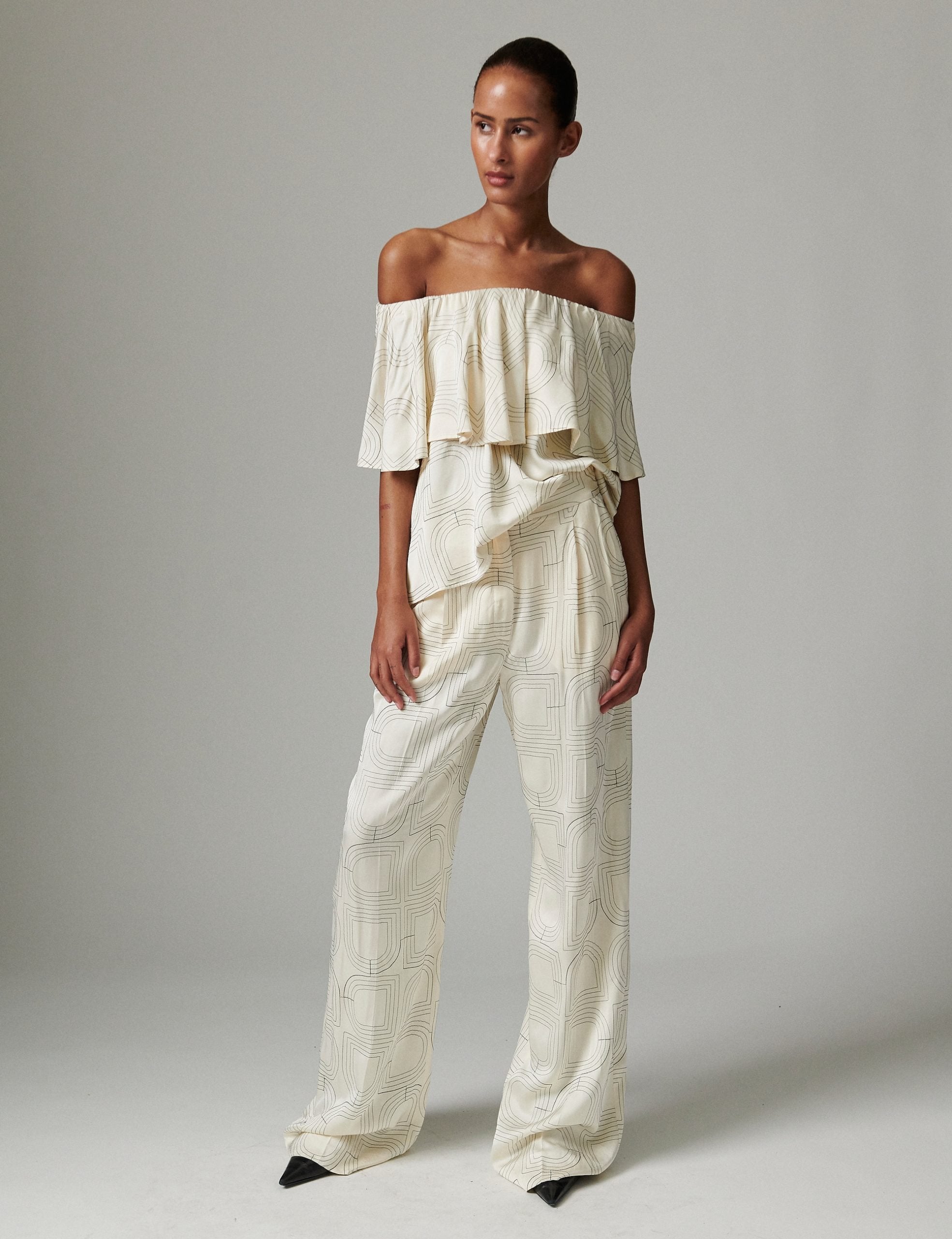 LEO BOUTIQUE Hon Printed Viscose Stitch Top Jet Stream DAY birger et mikkelsen