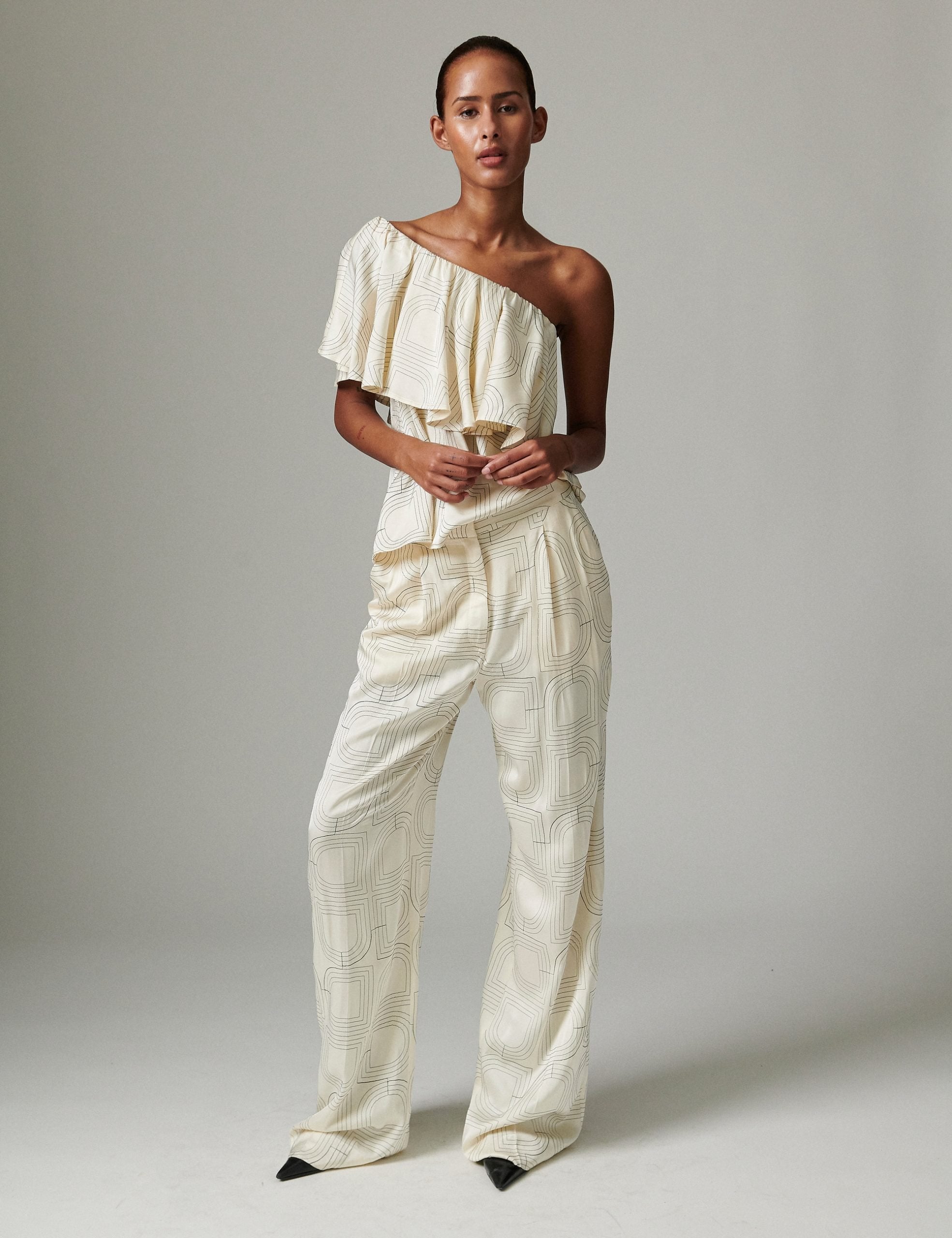 LEO BOUTIQUE Hon Printed Viscose Stitch Top Jet Stream DAY birger et mikkelsen