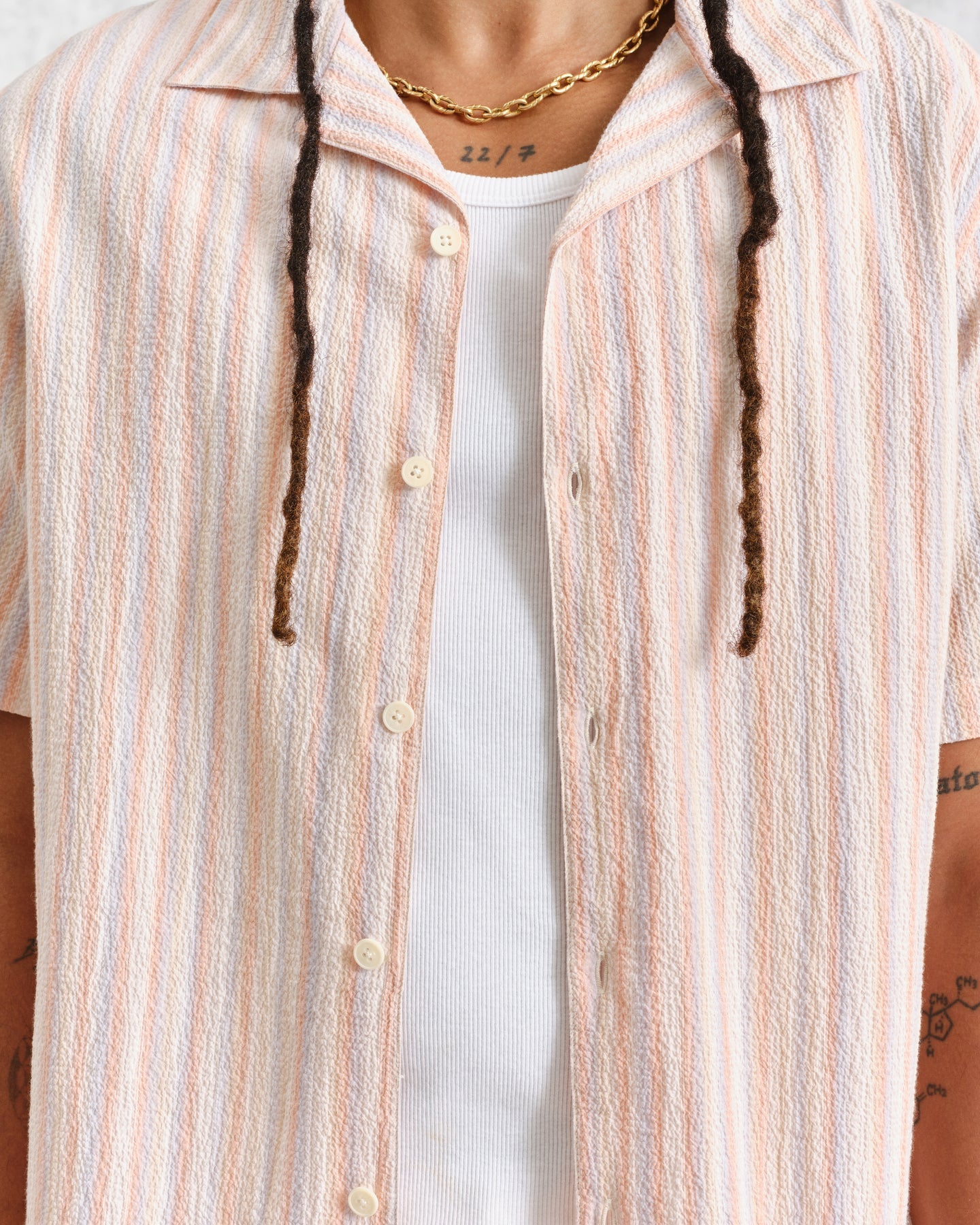 Didcot SS Seersucker Shirt | Pastel Stripe